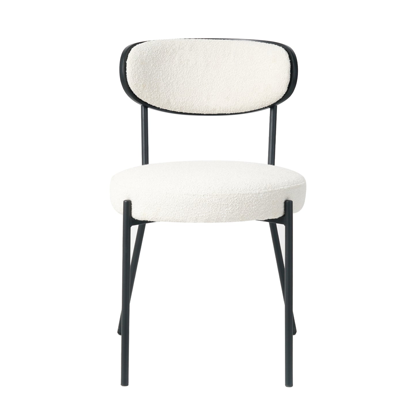 Cleo Modern Boucle Upholstered Side Chairs Set of 2 White & Black