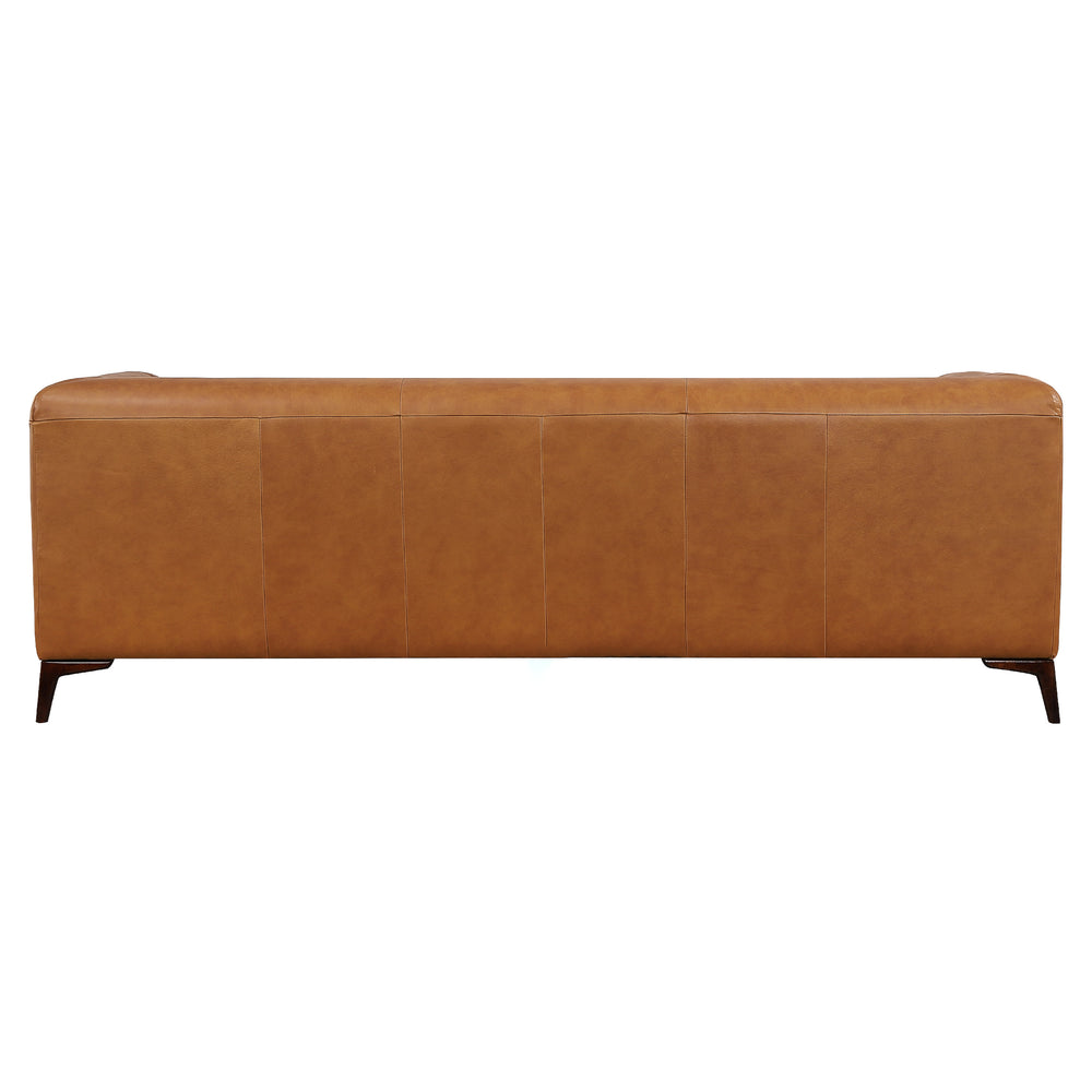 Fargo Top Grain Leather Tufted Sofa, Tan