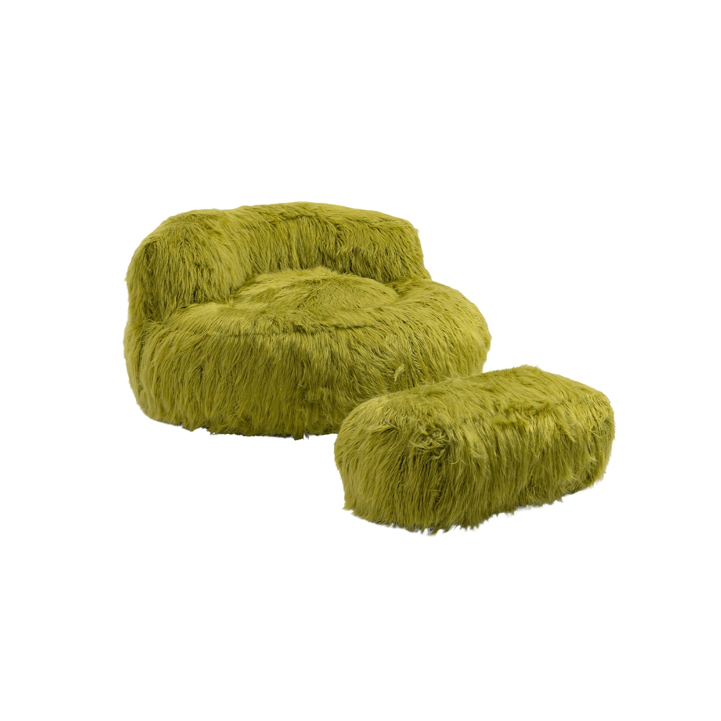 Coolmore Chic Comfort Olive Bean Bag Chair & Ottoman for Gaming and Relaxation