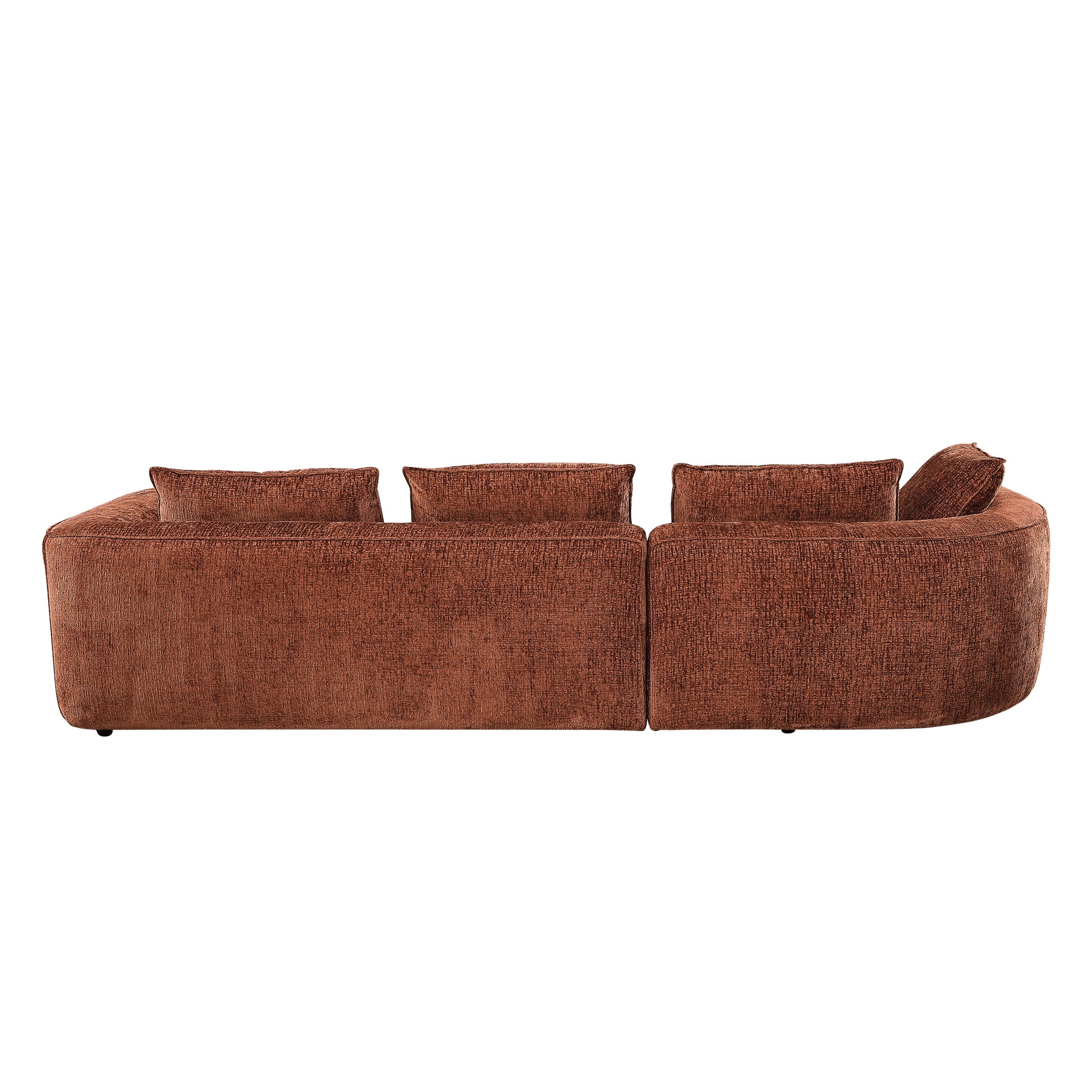 Aceso Rust Brown Chenille Sectional Sofa with 4 Toss Pillows