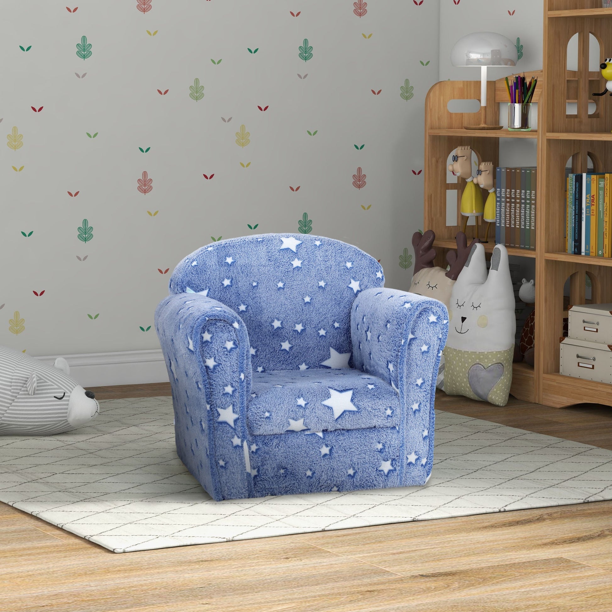 Toddler Chair with Glow in the Dark Star Design & Wooden Frame