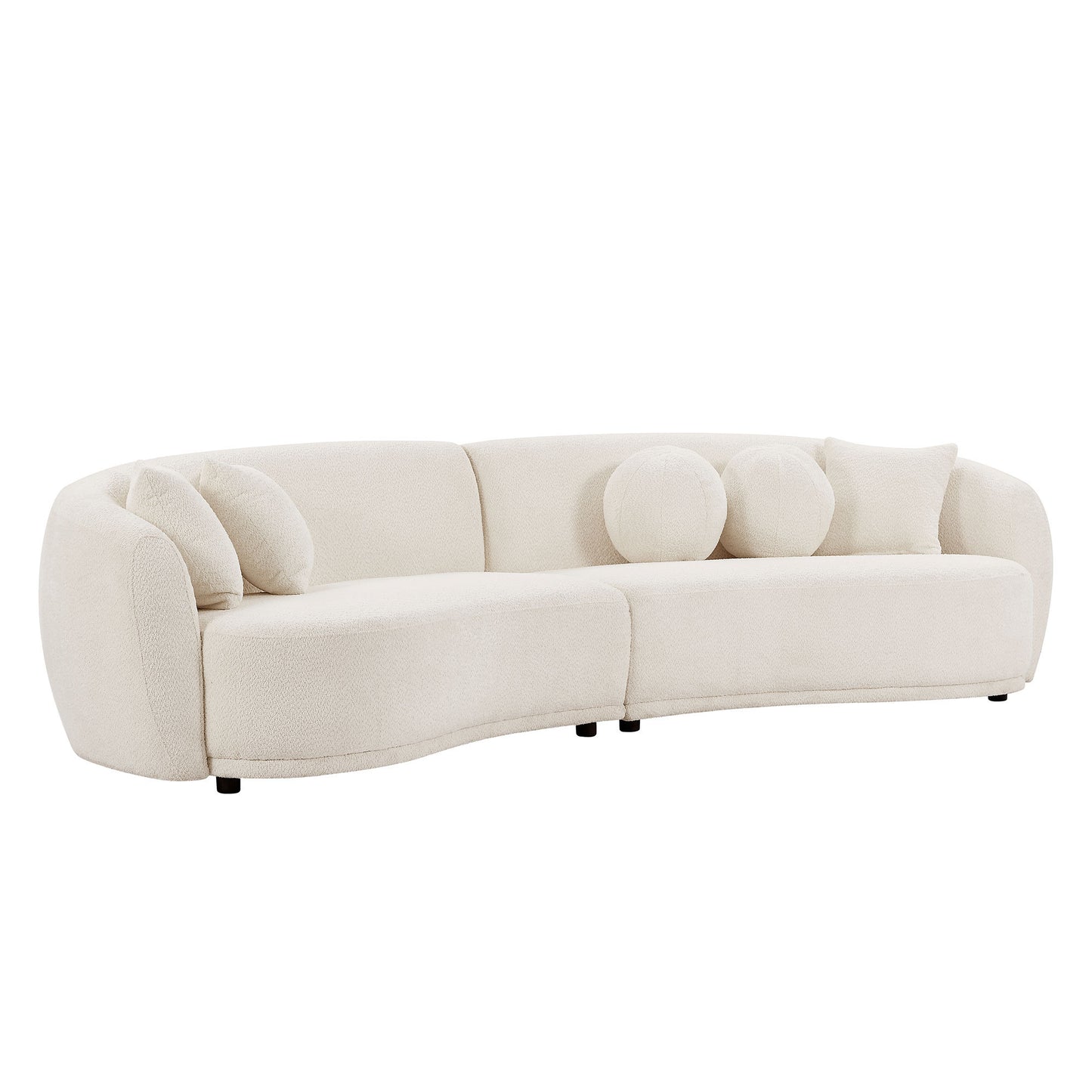 Rafferty 124" Mid-Century Modern Sofa in Beige Boucle