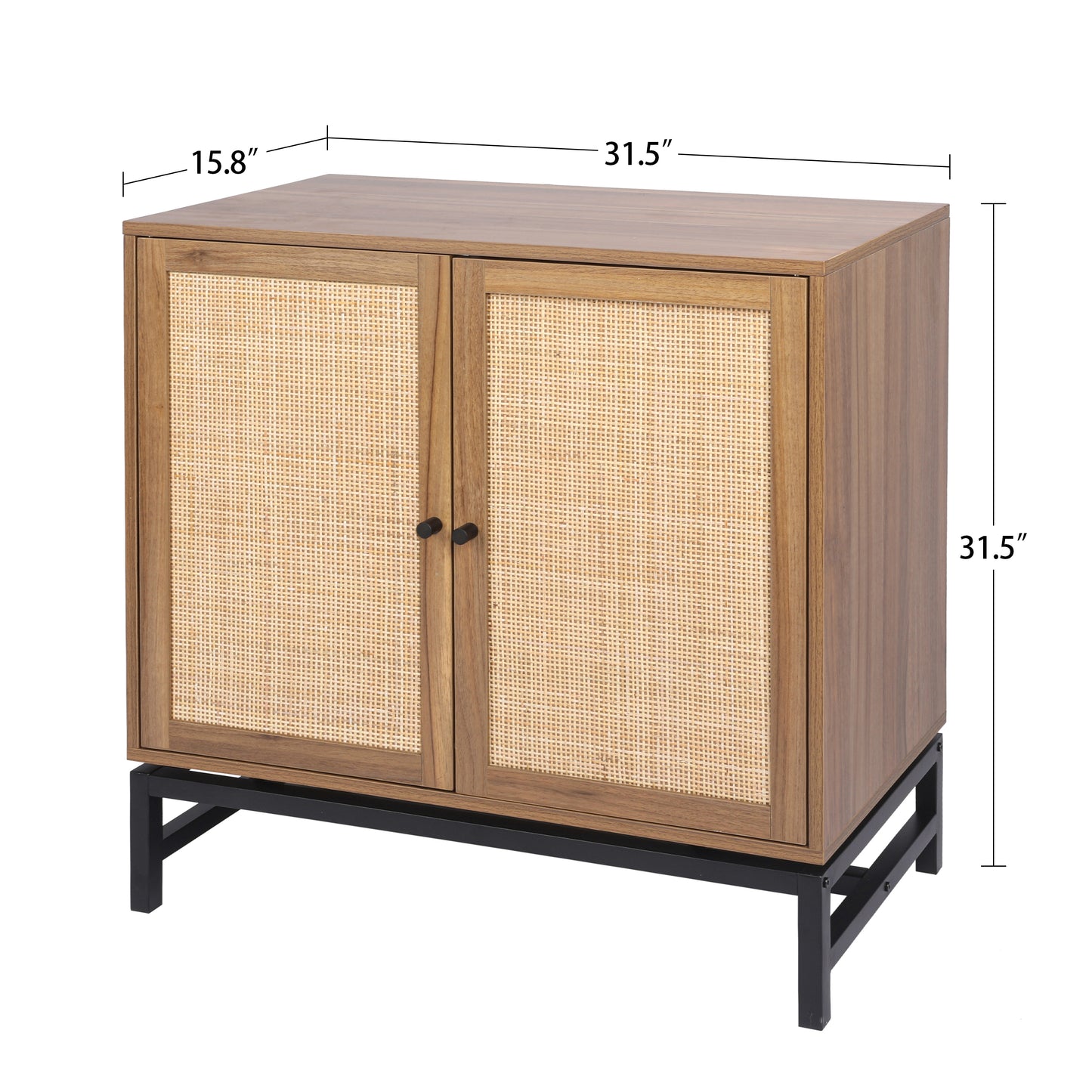 Allen Walnut Finish Accent Cabinets with Rattan Front