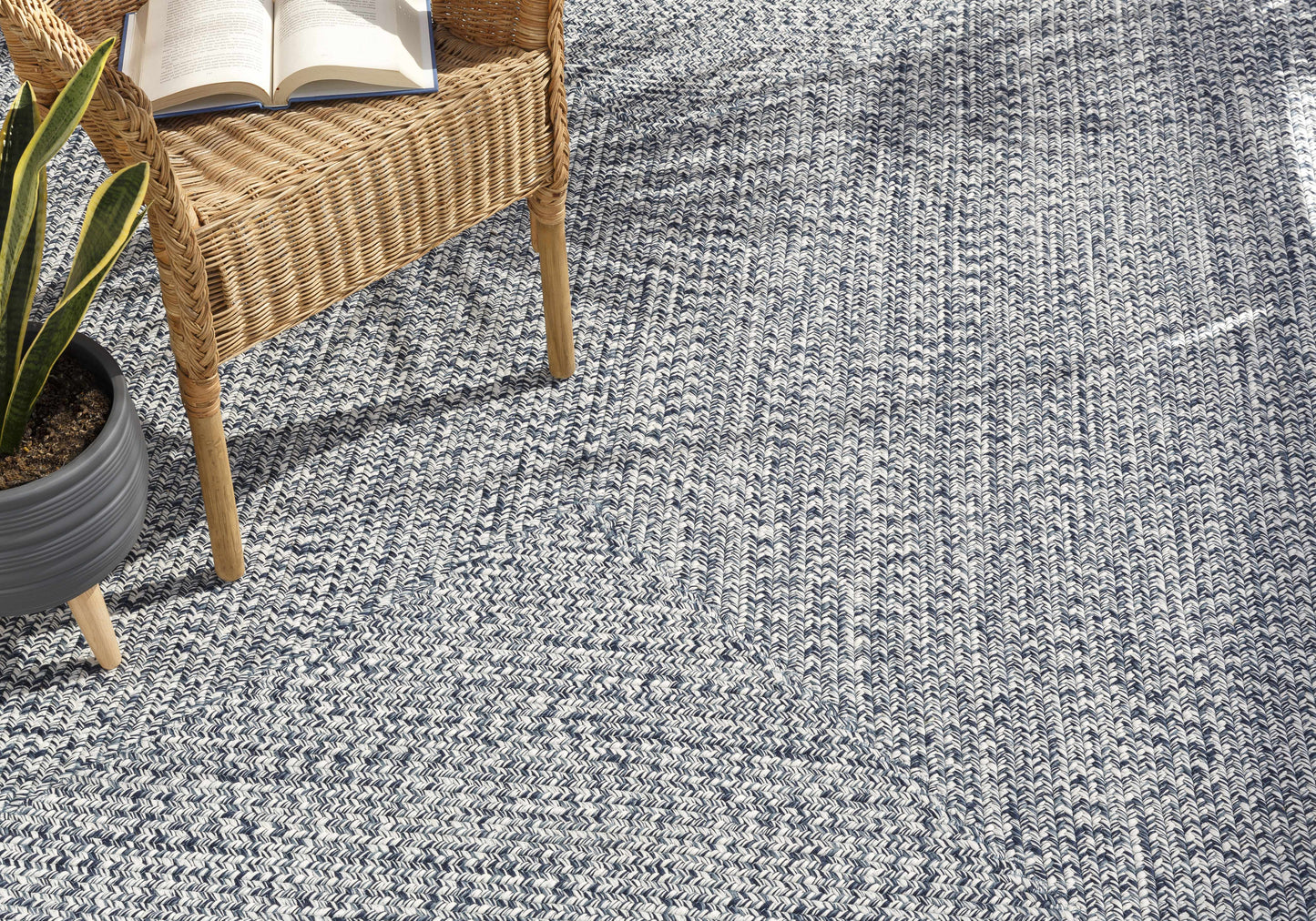 Blue Braided Faux Jute Rug