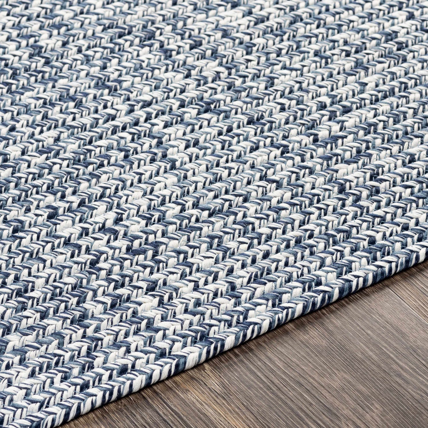 Blue Braided Faux Jute Rug