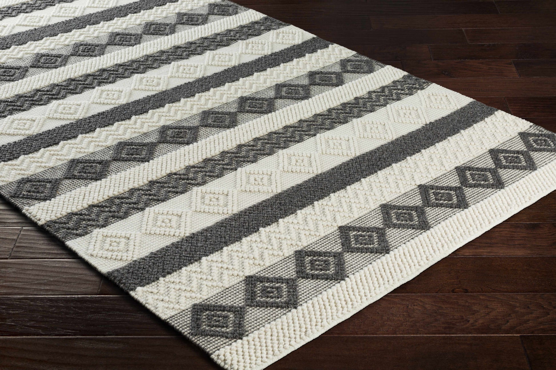 Whittington Black&White Wool Rug - Clearance