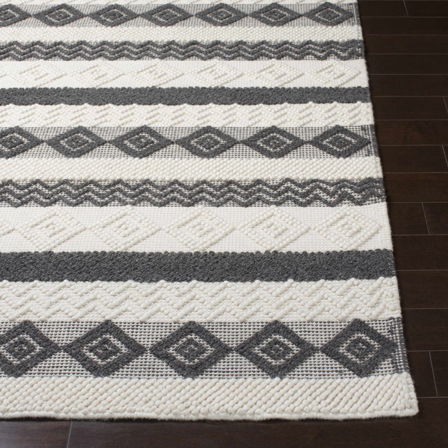 Whittington Black&White Wool Rug - Clearance