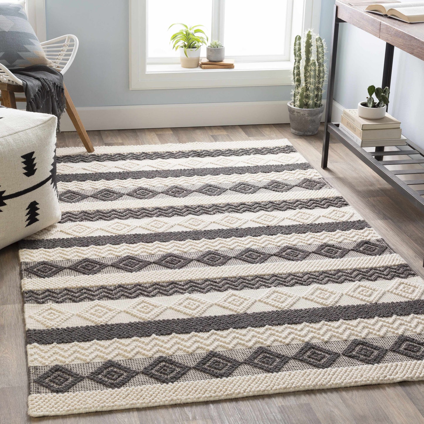 Whittington Black&White Wool Rug - Clearance