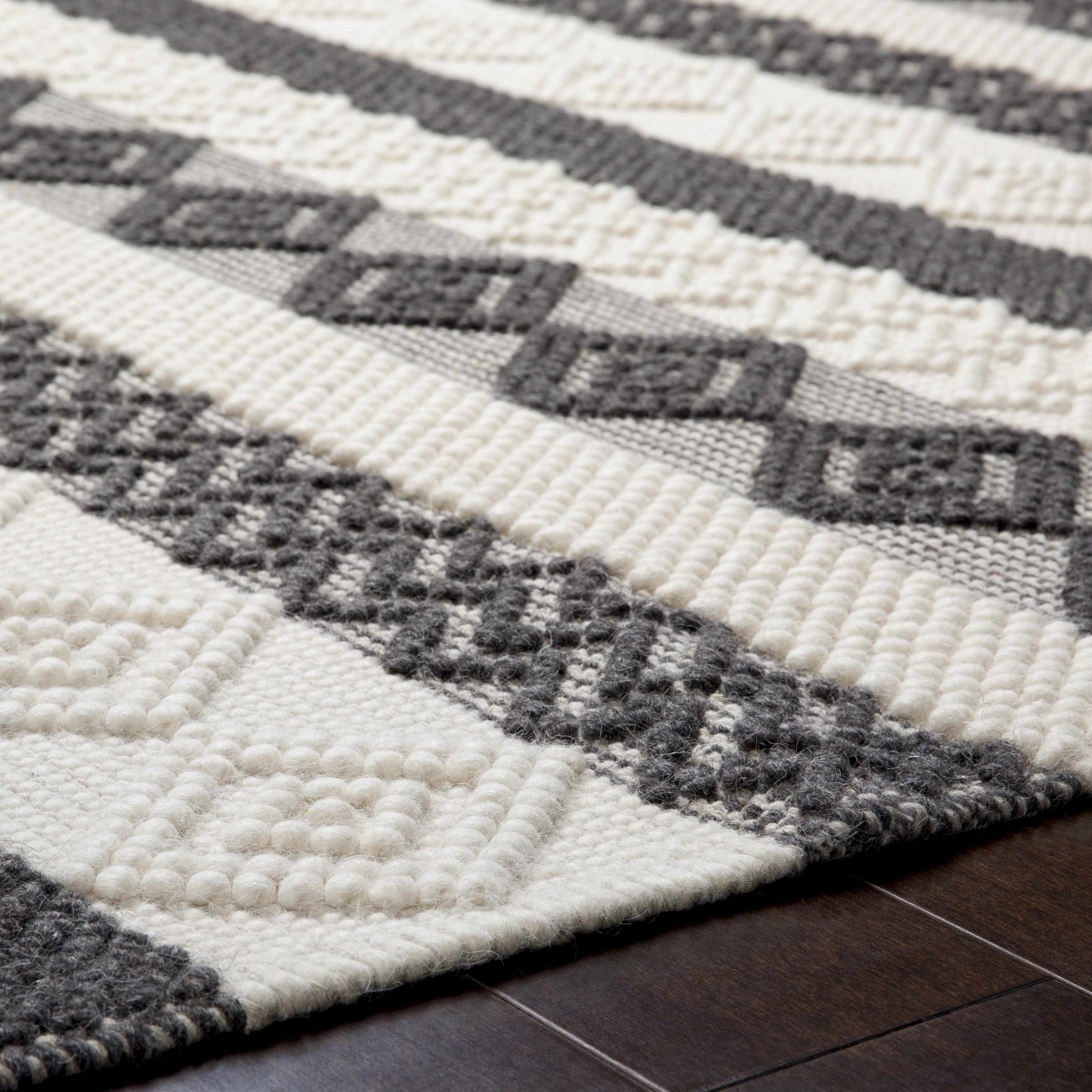 Whittington Black&White Wool Rug - Clearance