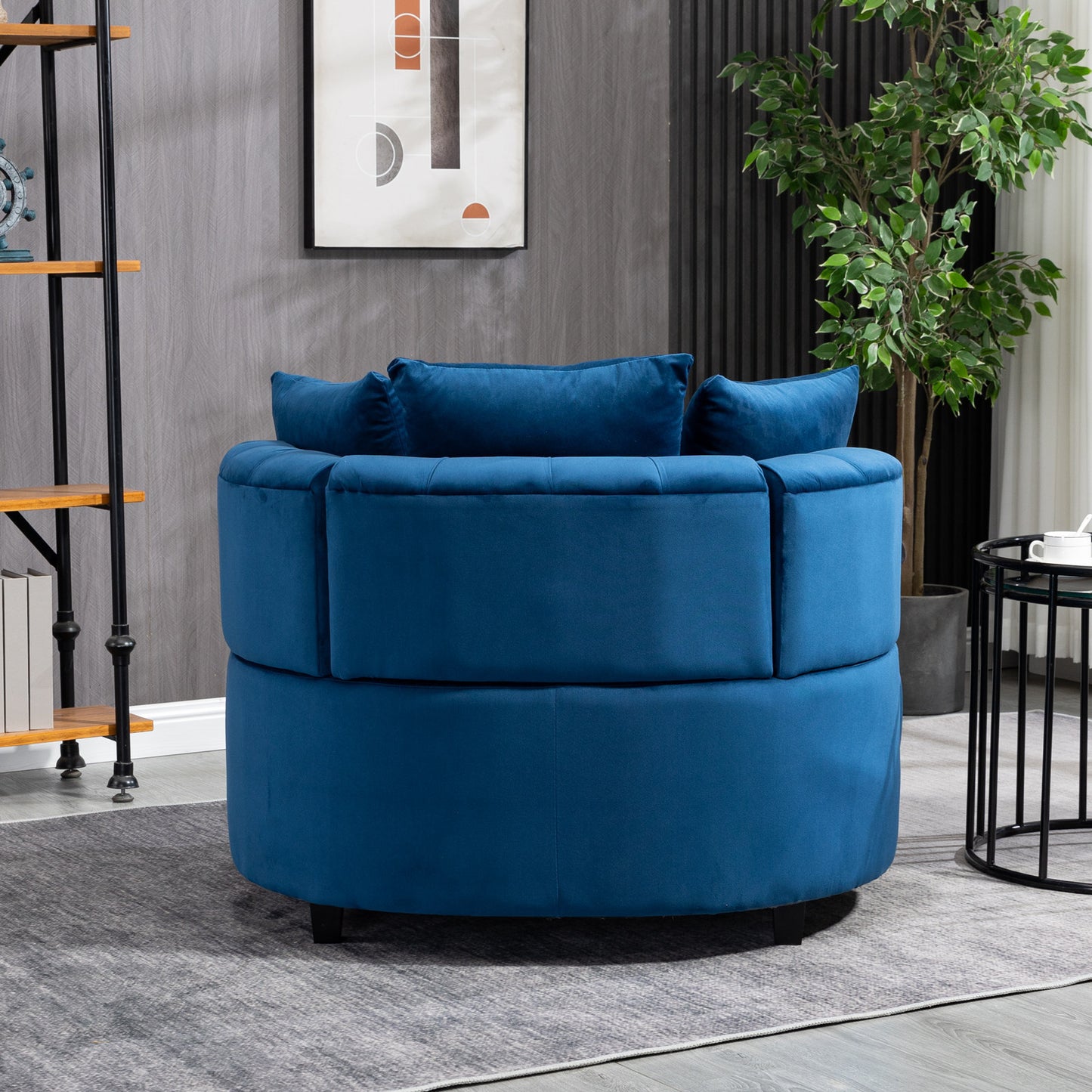 Fayola Velvet Akili Accent Chair, Blue