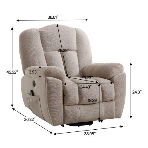 Yara Power Lift Recliner with Infinite Position, Heat, & Massage, Beige