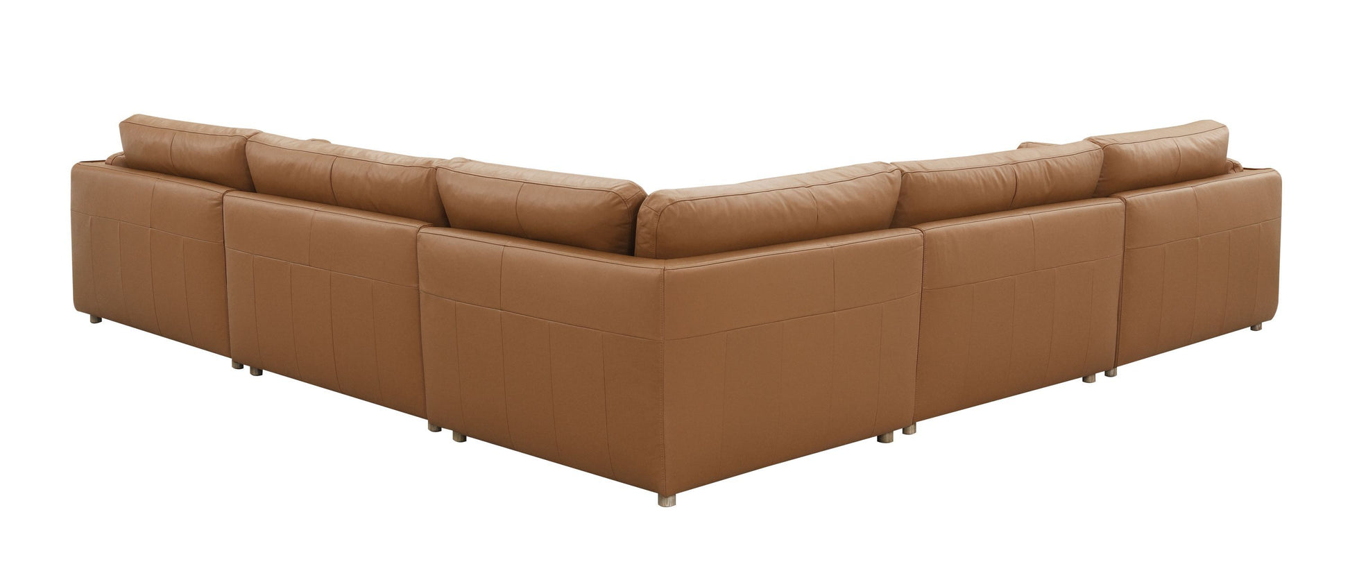 Brighton Top Grain Leather 5-Piece Modular Sectional, Brown