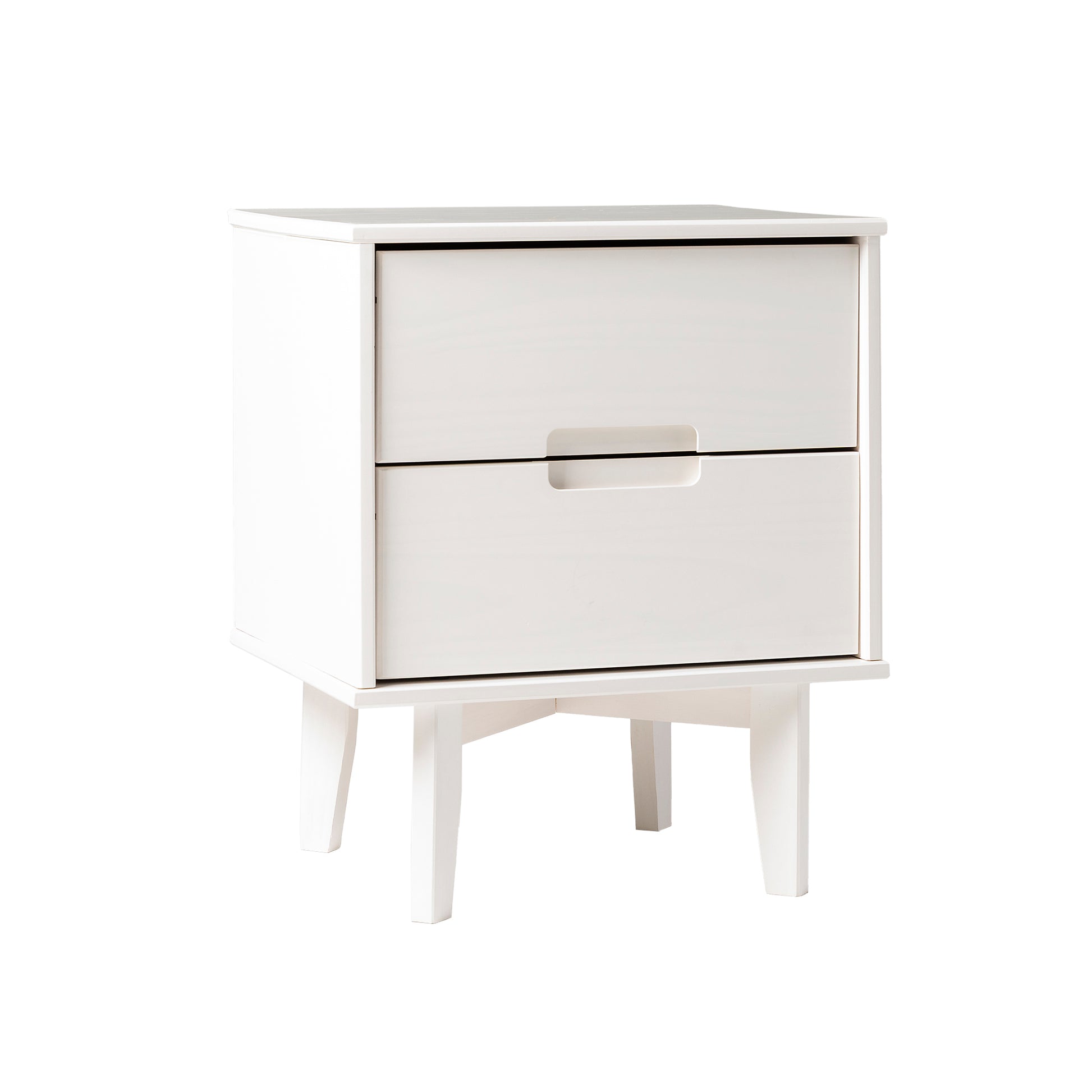 Constance Mid-Century Modern 2-Drawer Solid Wood Nightstand, White