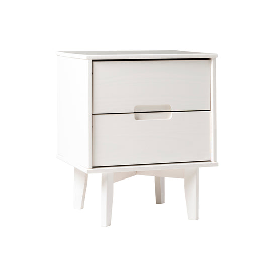 Constance Mid-Century Modern 2-Drawer Solid Wood Nightstand, White