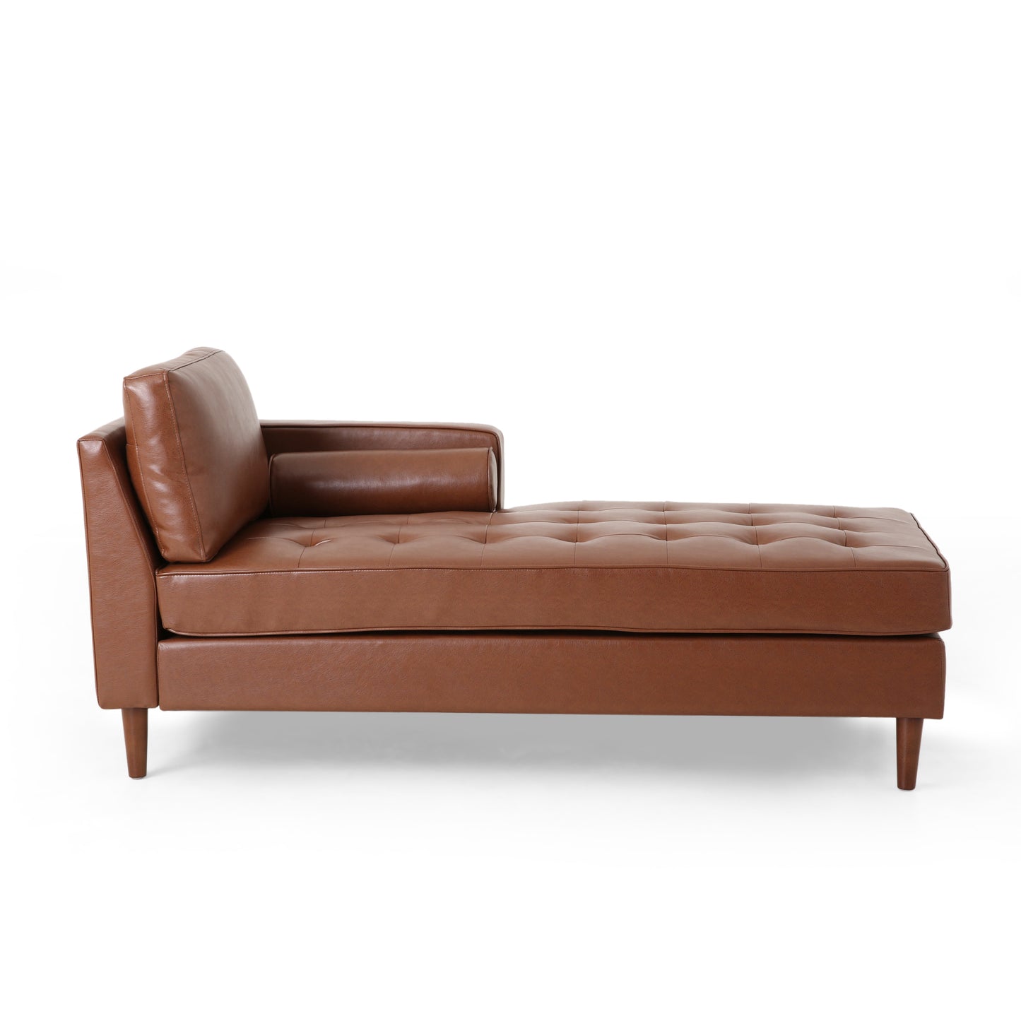 Pearl Modern PU Leather Chaise Lounge with Peg Legs, Brown