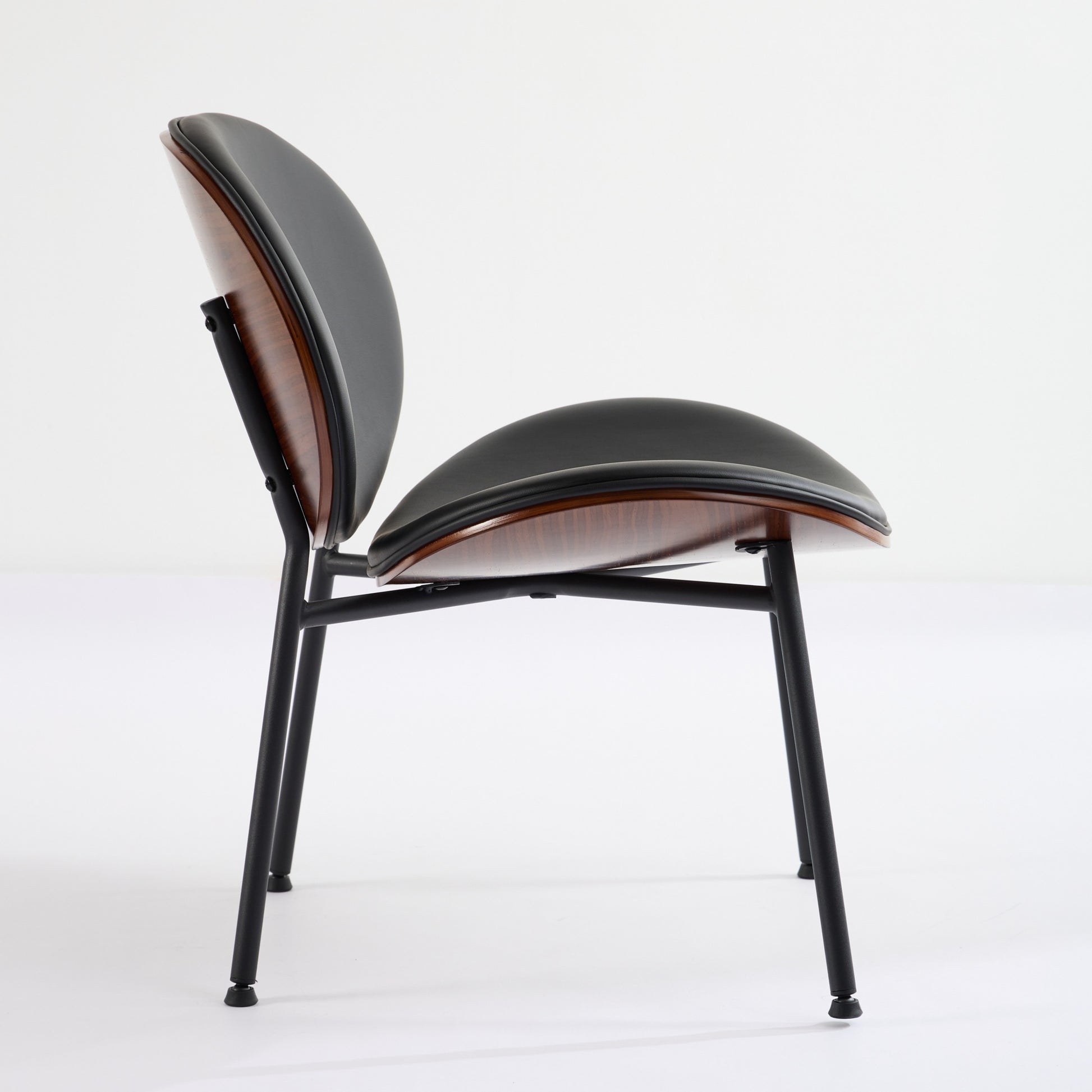 Weston Mid-Century Modern Shell Chair Side Chair, Black & Walnut