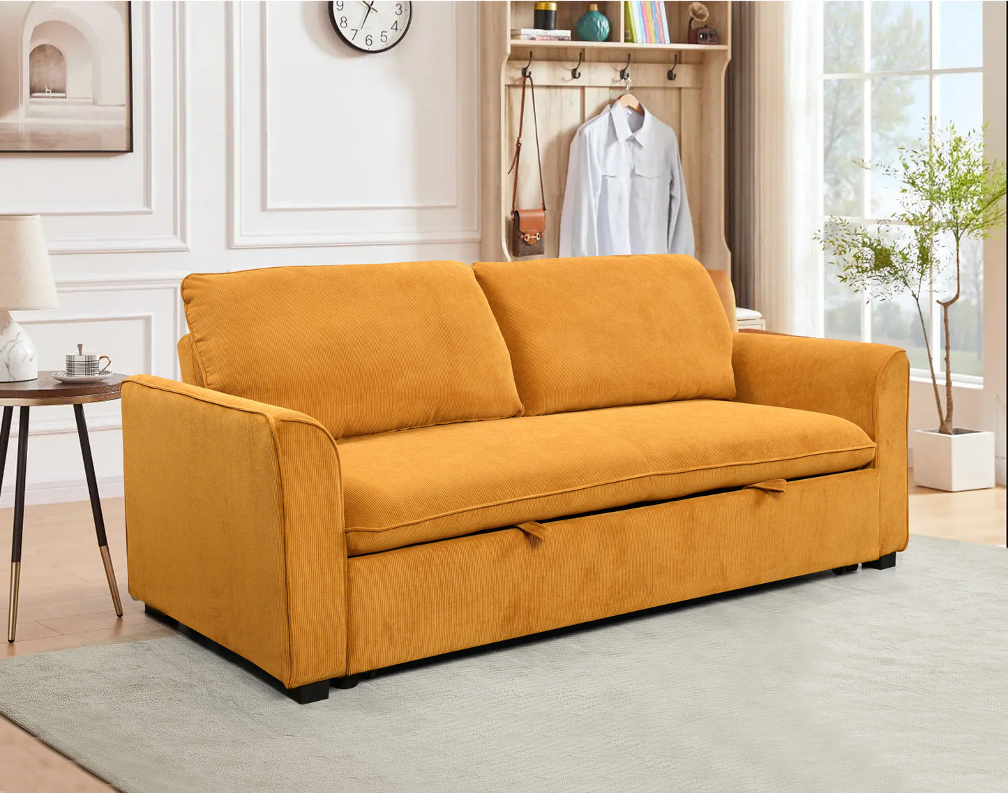 Saffron Modern 78" 3 in 1 Convertible Sofa Sleeper, Yellow