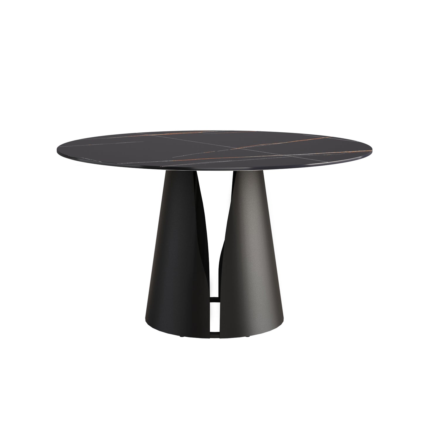 Eira Modern 53" Round Sintered Stone Dining Table, Black