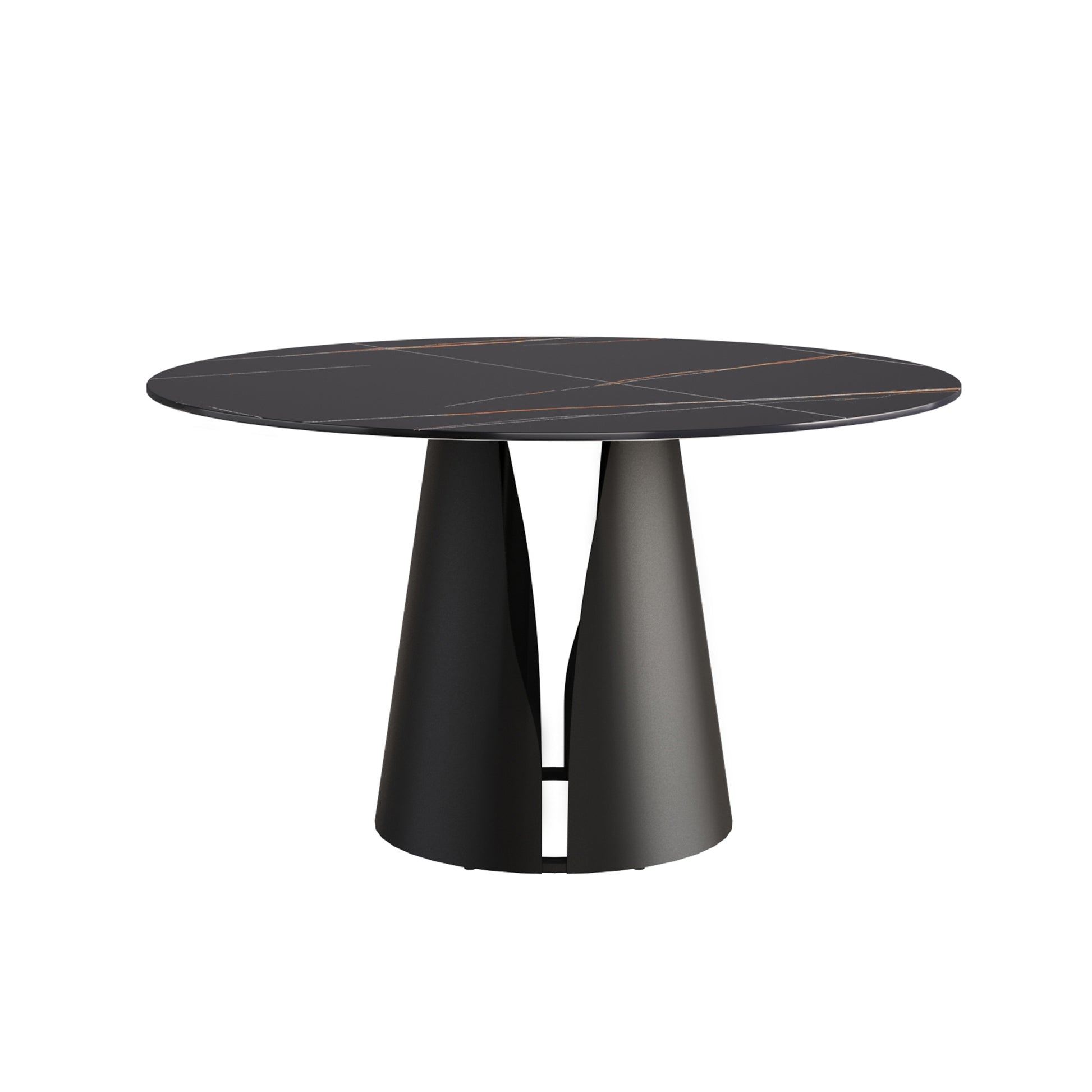 Eira Modern 53" Round Sintered Stone Dining Table, Black