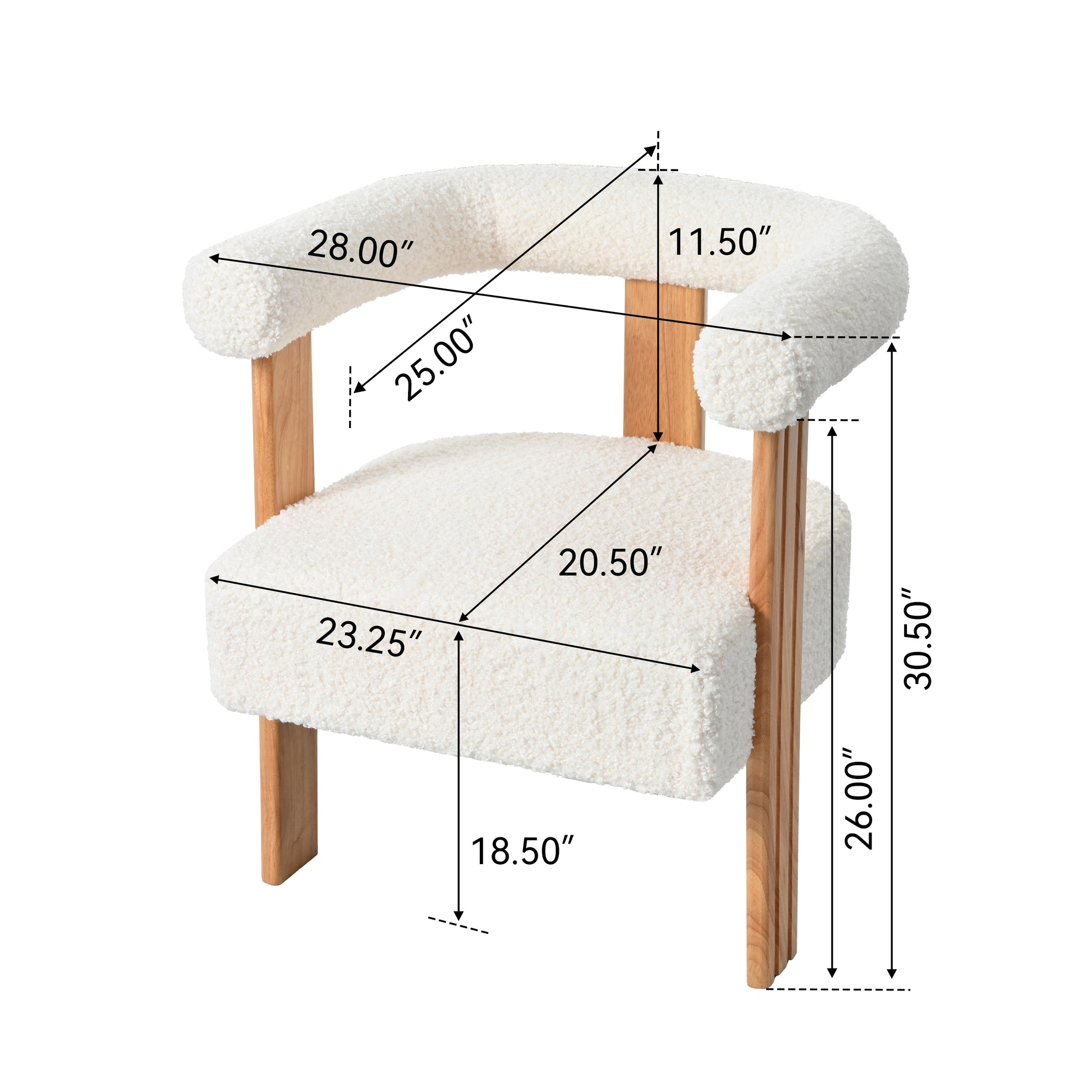 Soren Mid-Century Modern Barrel White Accent Chair