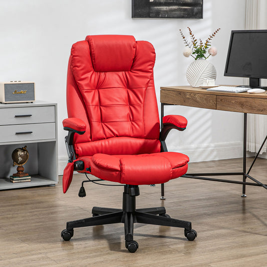 Parisa High Back PU Leather Executive Office Chair with Head & Massage, Red