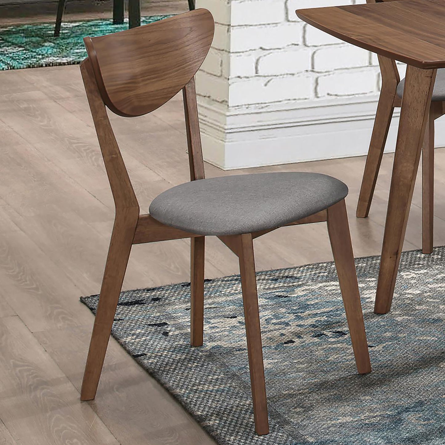 Martin Natural Walnut and Grey Upholestered Dining Chair Set of 2