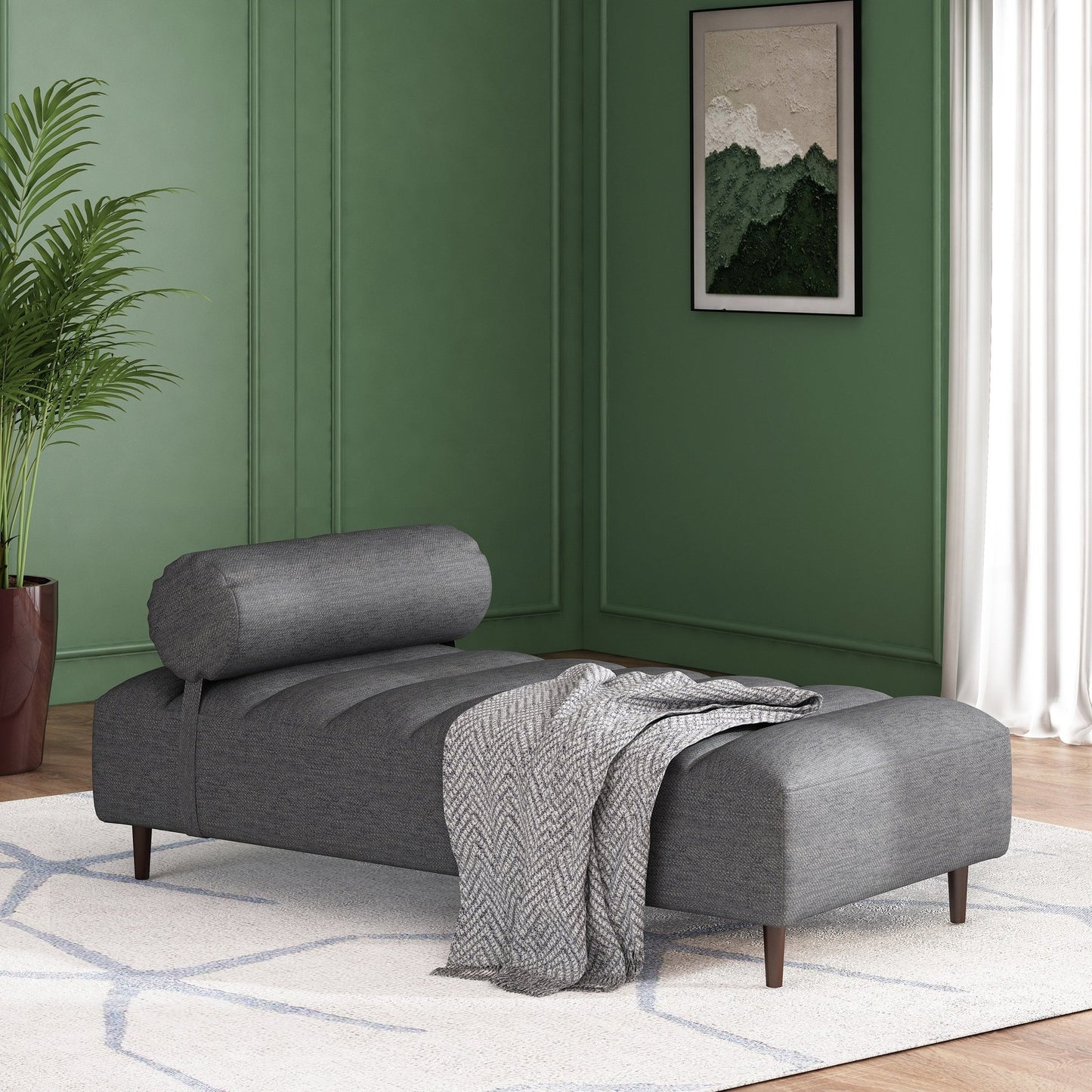 Sylvia Mid-Century Modern Chaise Lounge, Gray