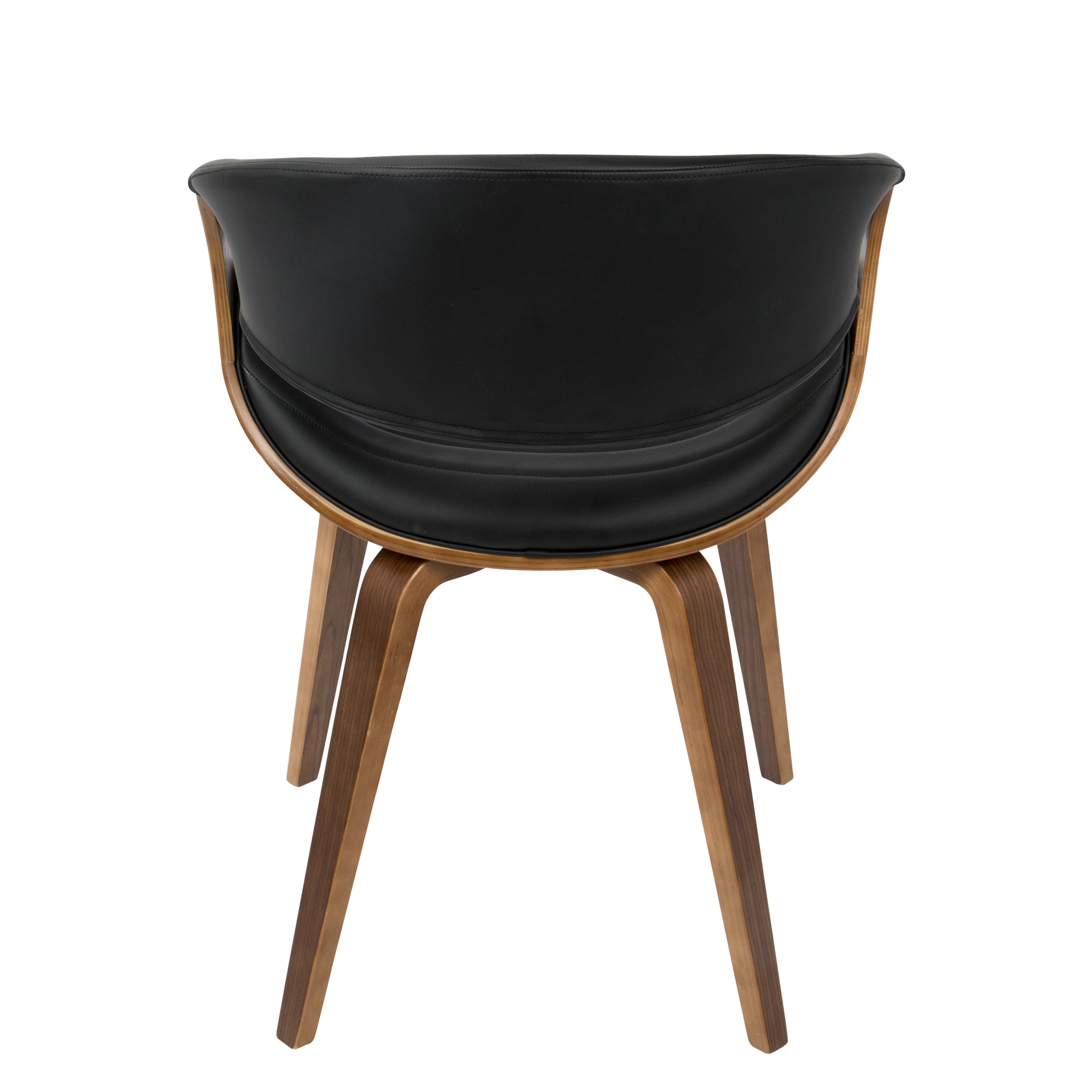 Symphony Mid-Century Modern Dining/Accent Chair in Walnut Wood and Black Faux Leather by LumiSource