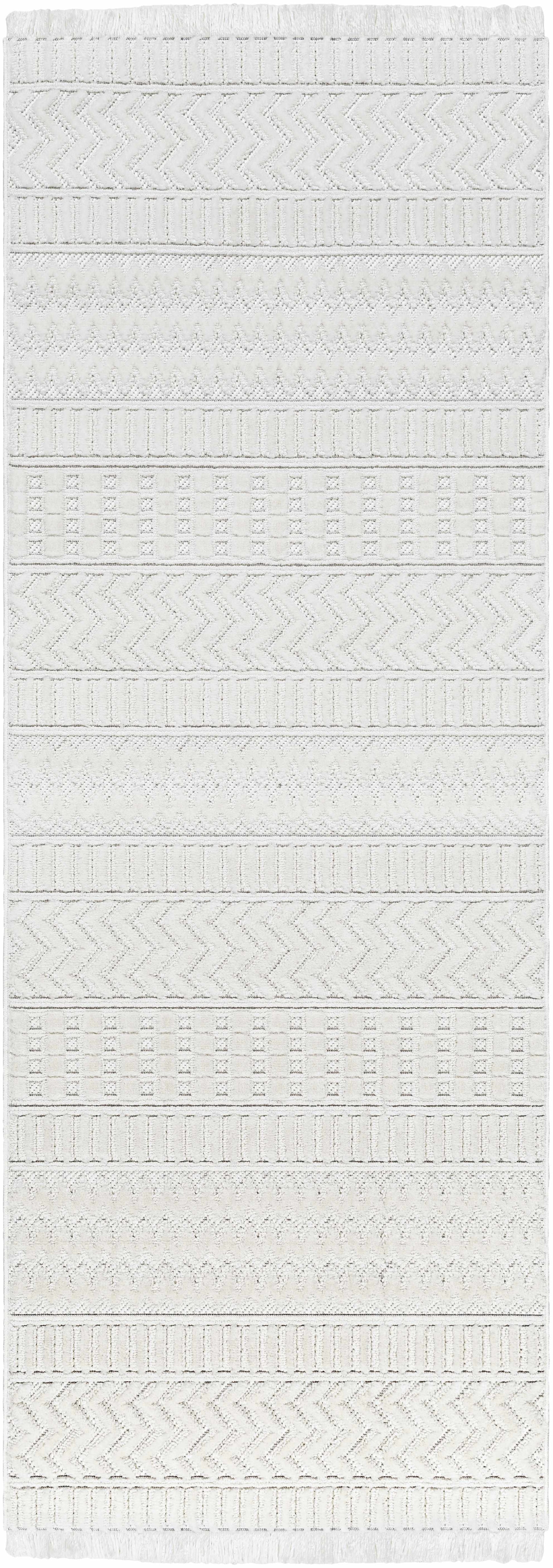 Cira Textured Fringed White Rug - Limited Edition