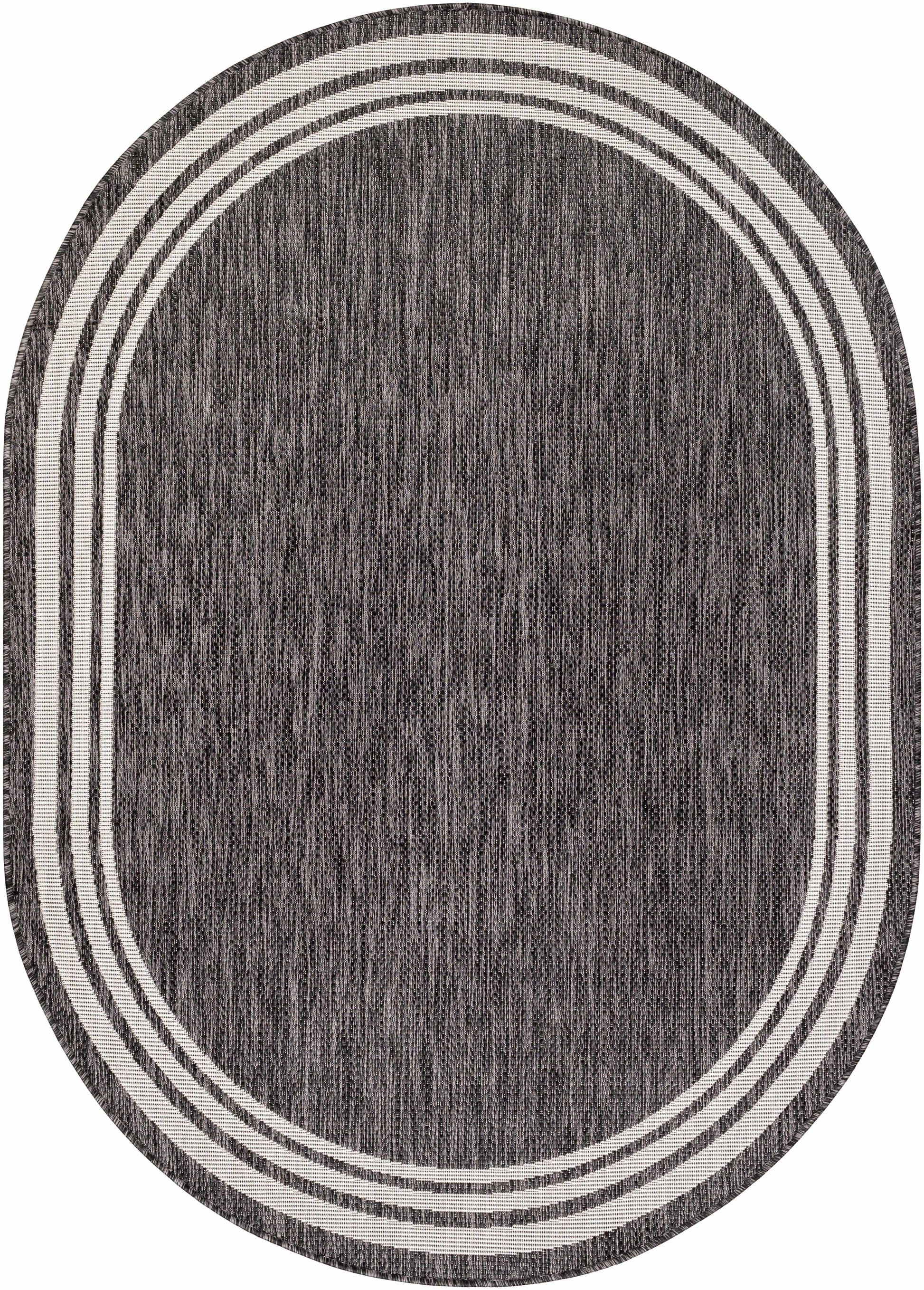 Coonamble Bordered Antrasit Outdoor Rug