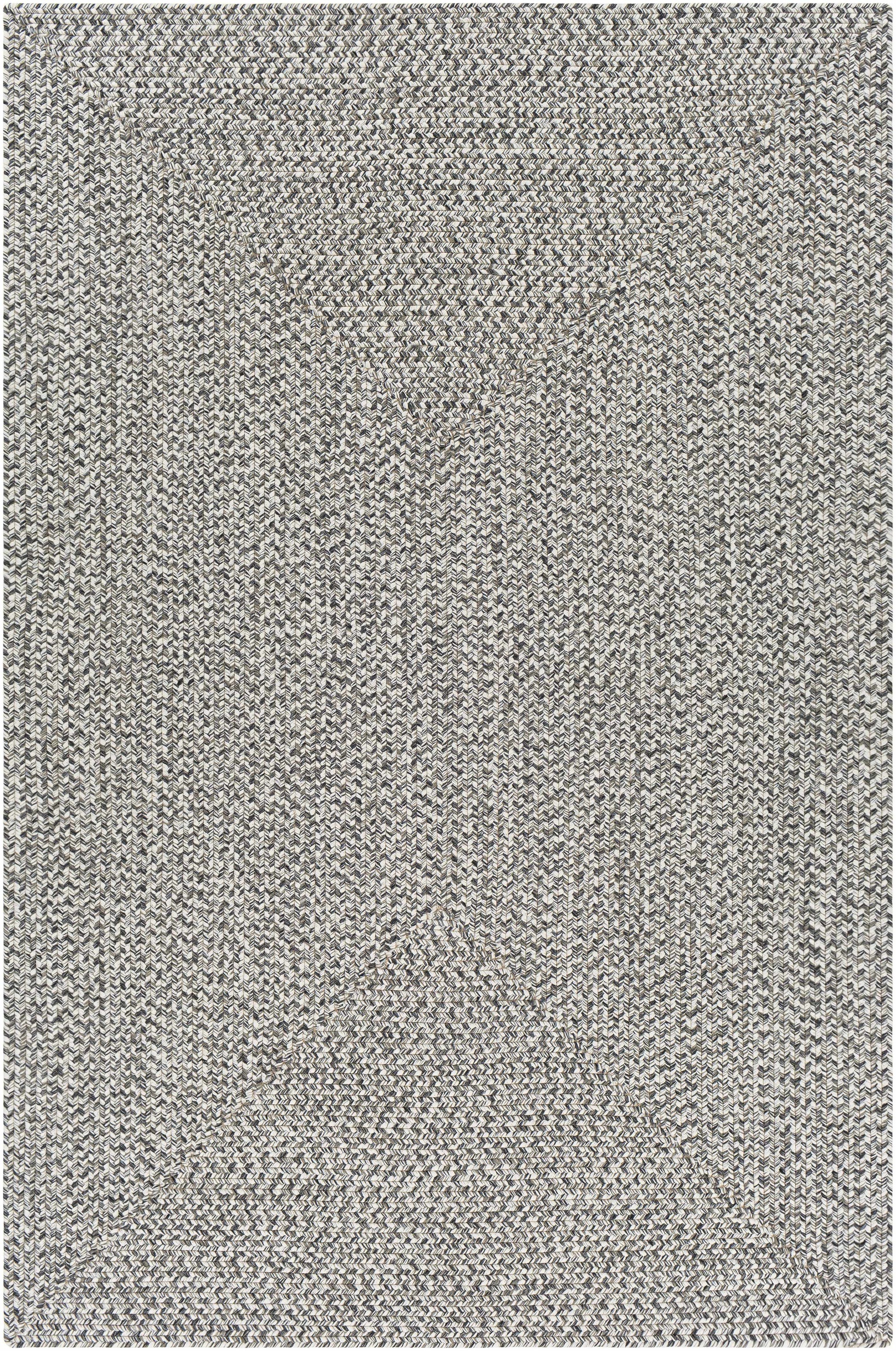 Cream Charcoal Braided Faux Jute Rug