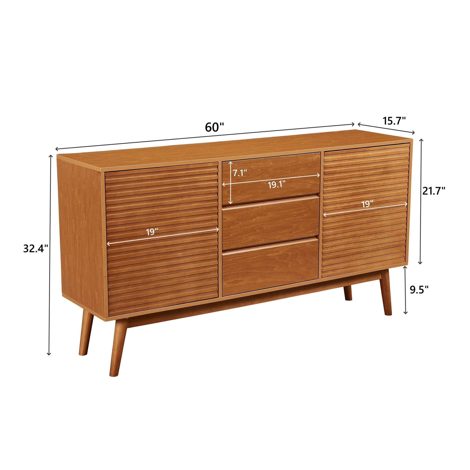 Wren Mid-Century Modern Cabinet with Angled Legs, Honey