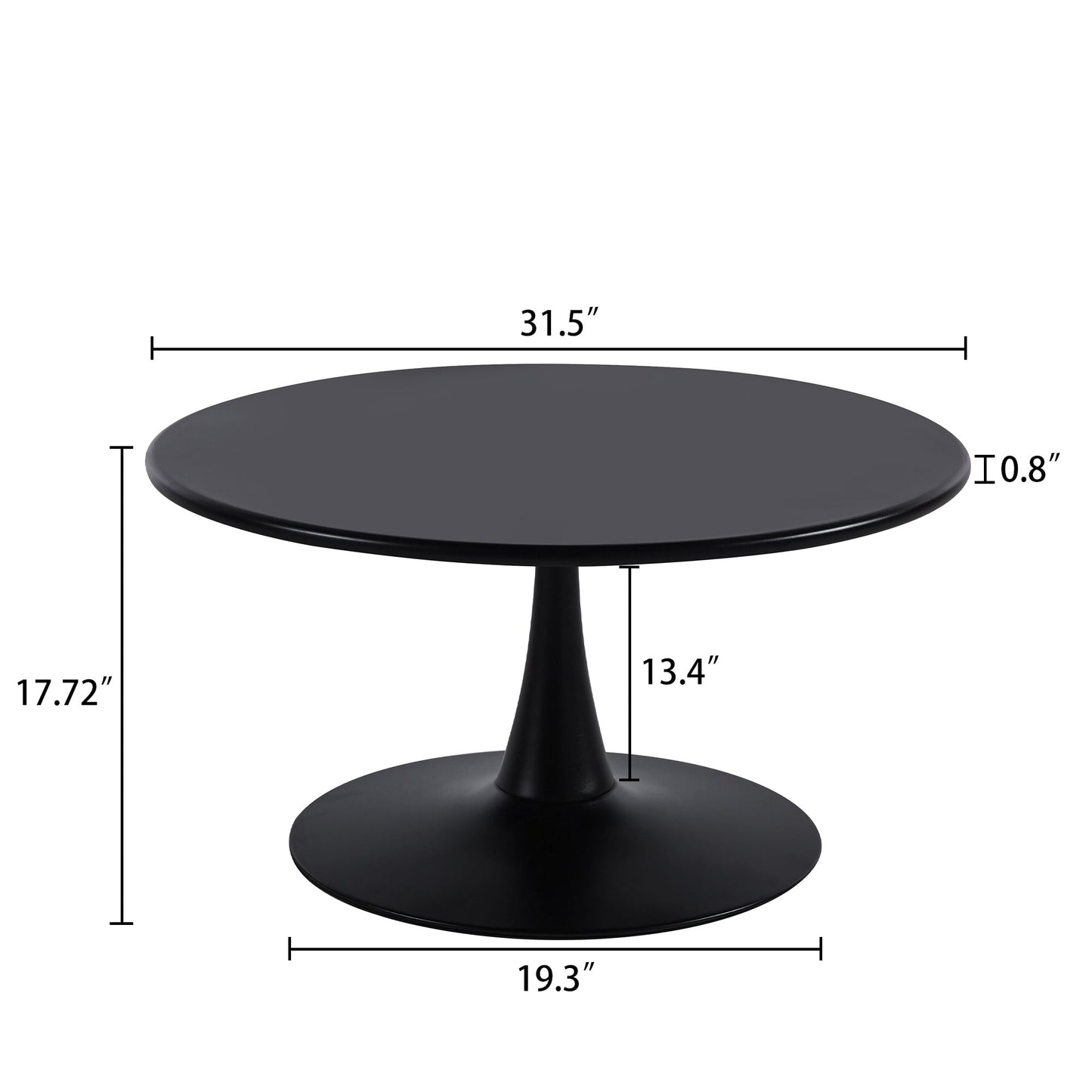 Baskin Modern 31.5'' Diameter Solid Metal Base Black Round Coffee Table