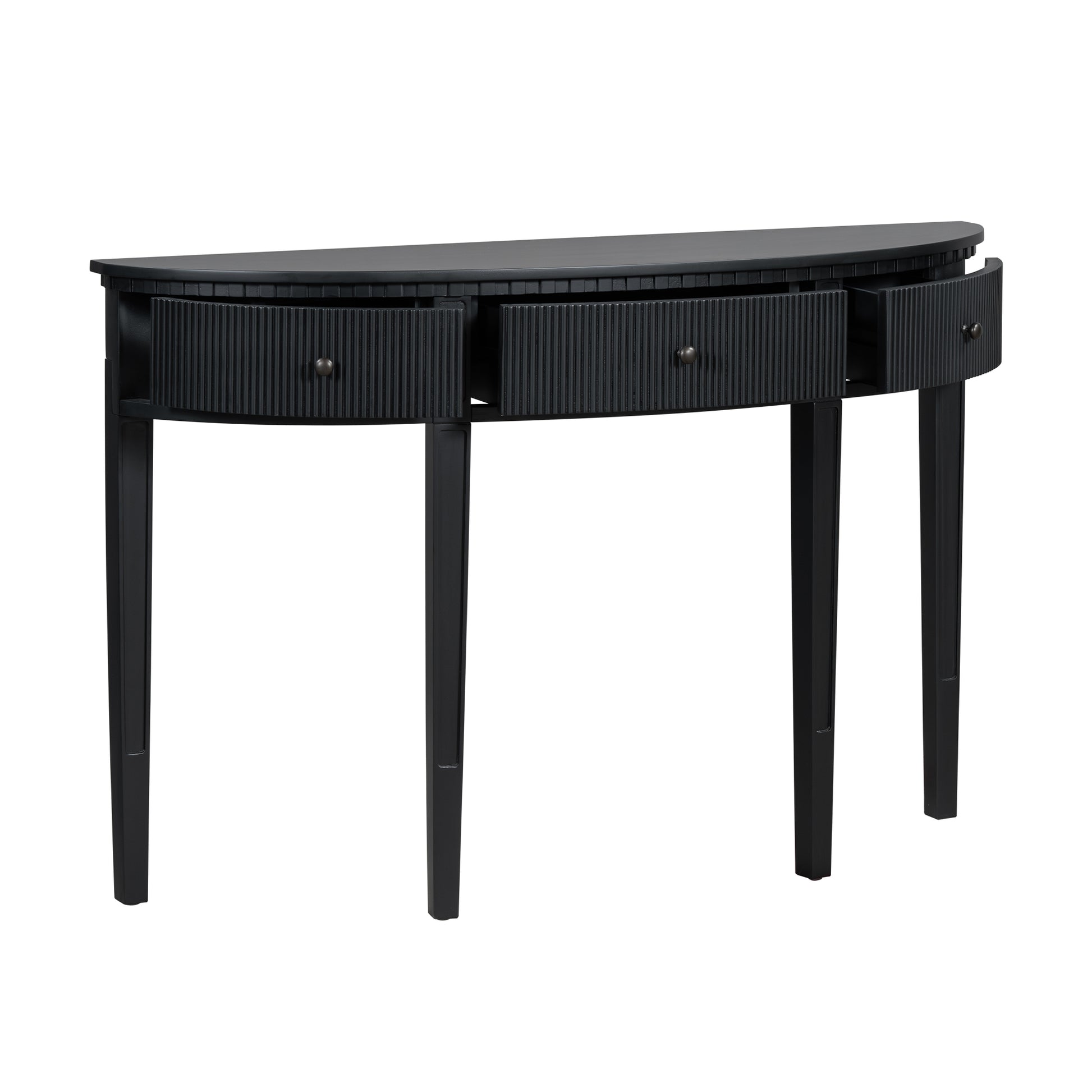 Leonard Transitional 3-Drawer Vertical Stripe Console Table, Black