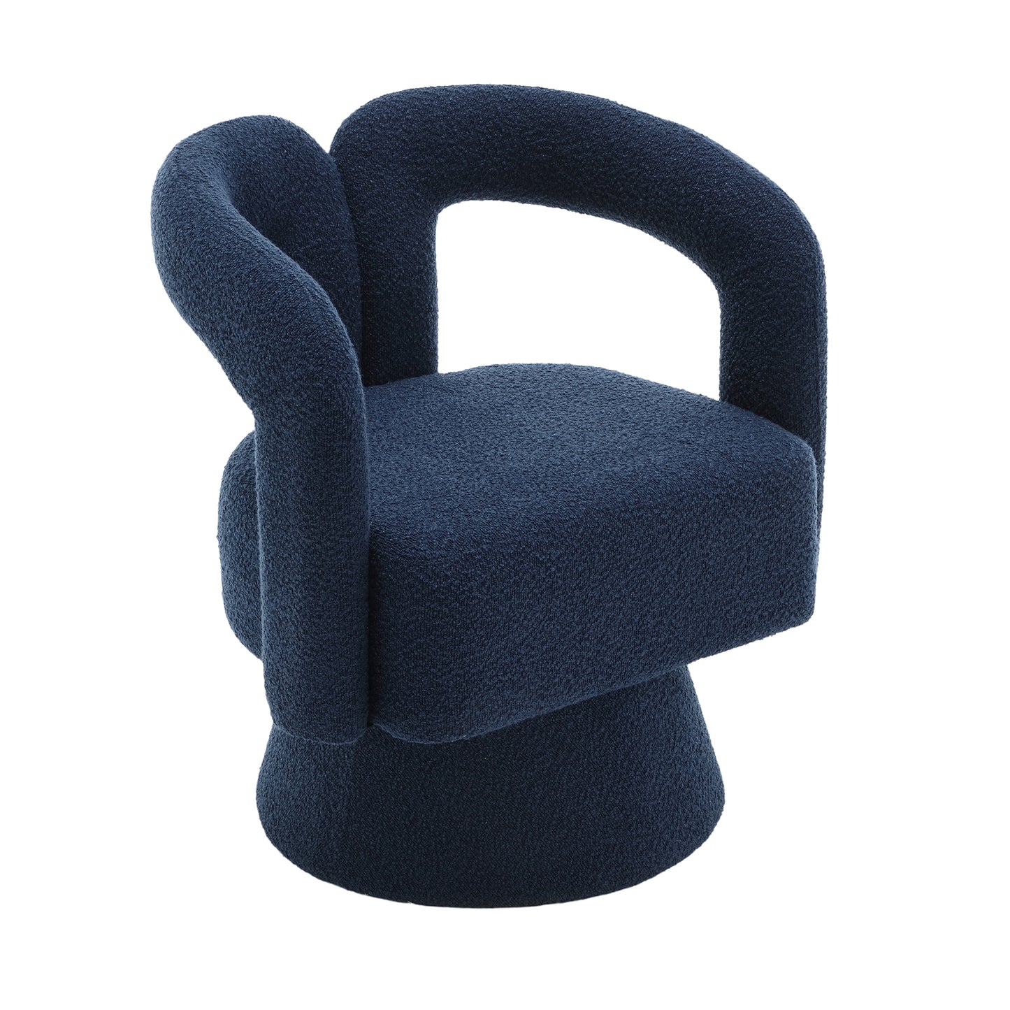 Coolmore Versatile Comfort Navy Boucle 360° Swivel Cuddle Barrel Accent Chair