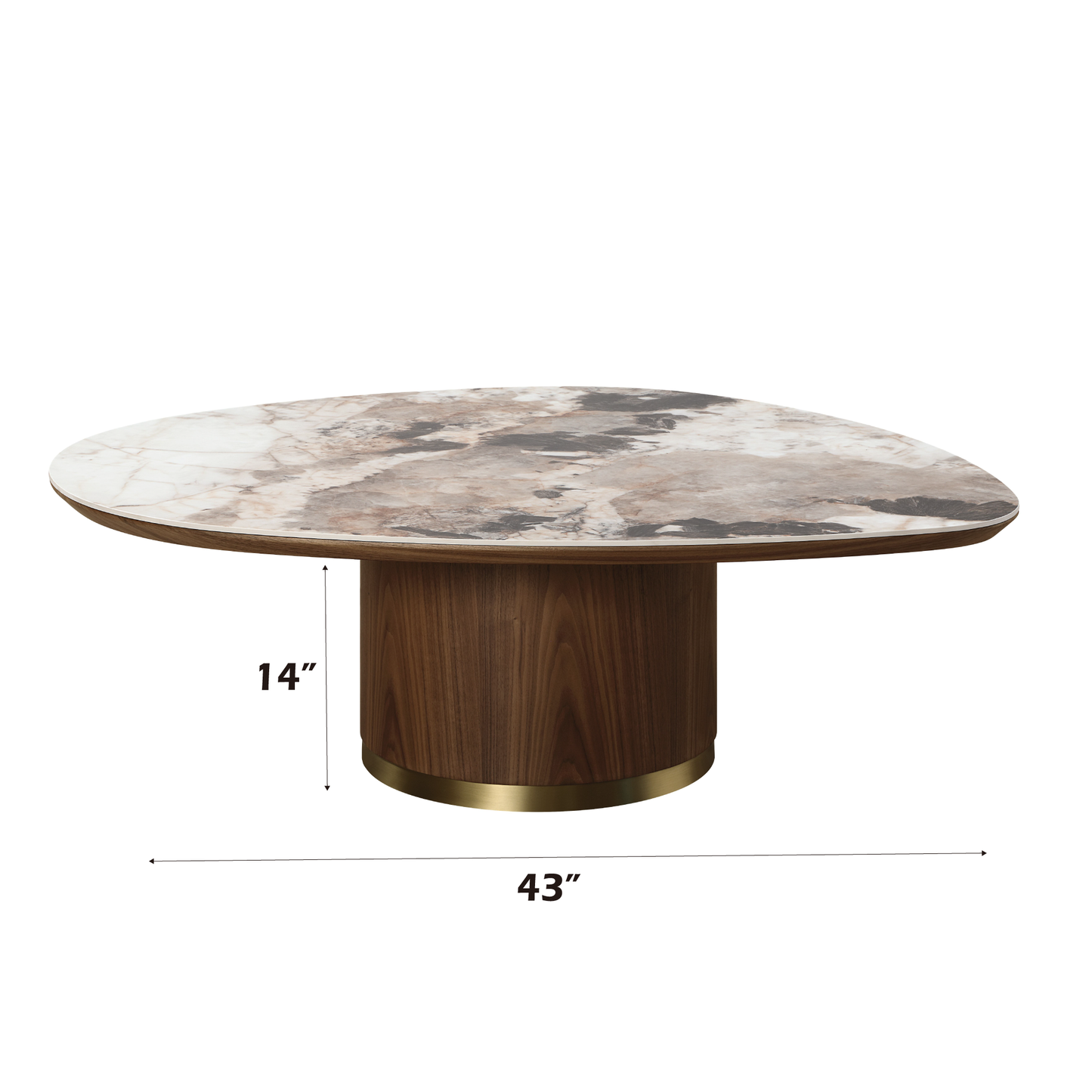 Willene Creamic Top & Walnut Finish Coffee Table