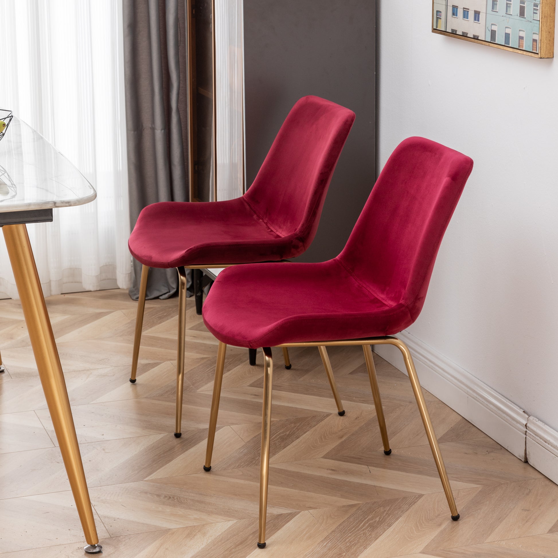 Aufurr Modern Velvet Dining Chair, Set of 2, Red 840155206519