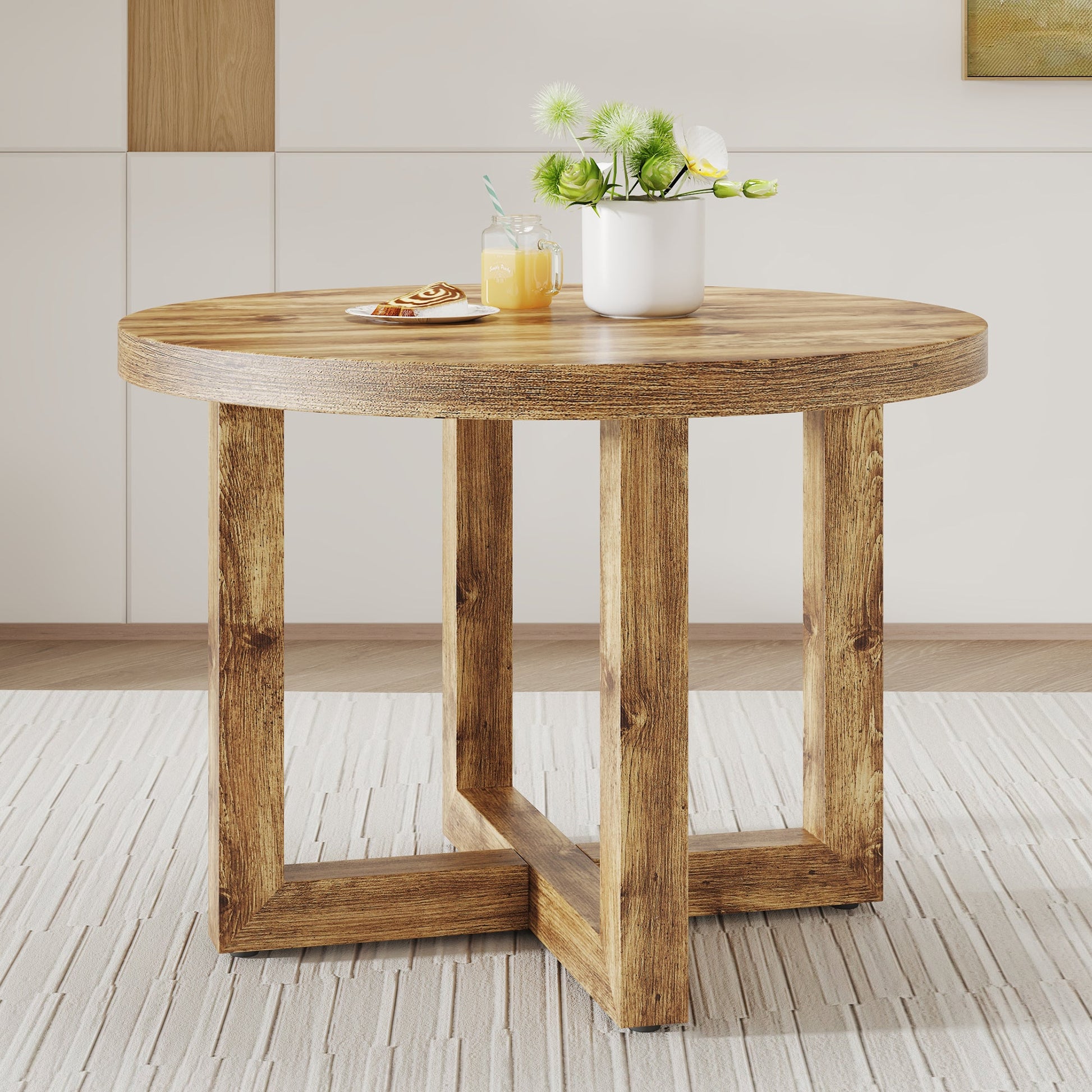 Milo Modern Round Natural Finish Dining Table