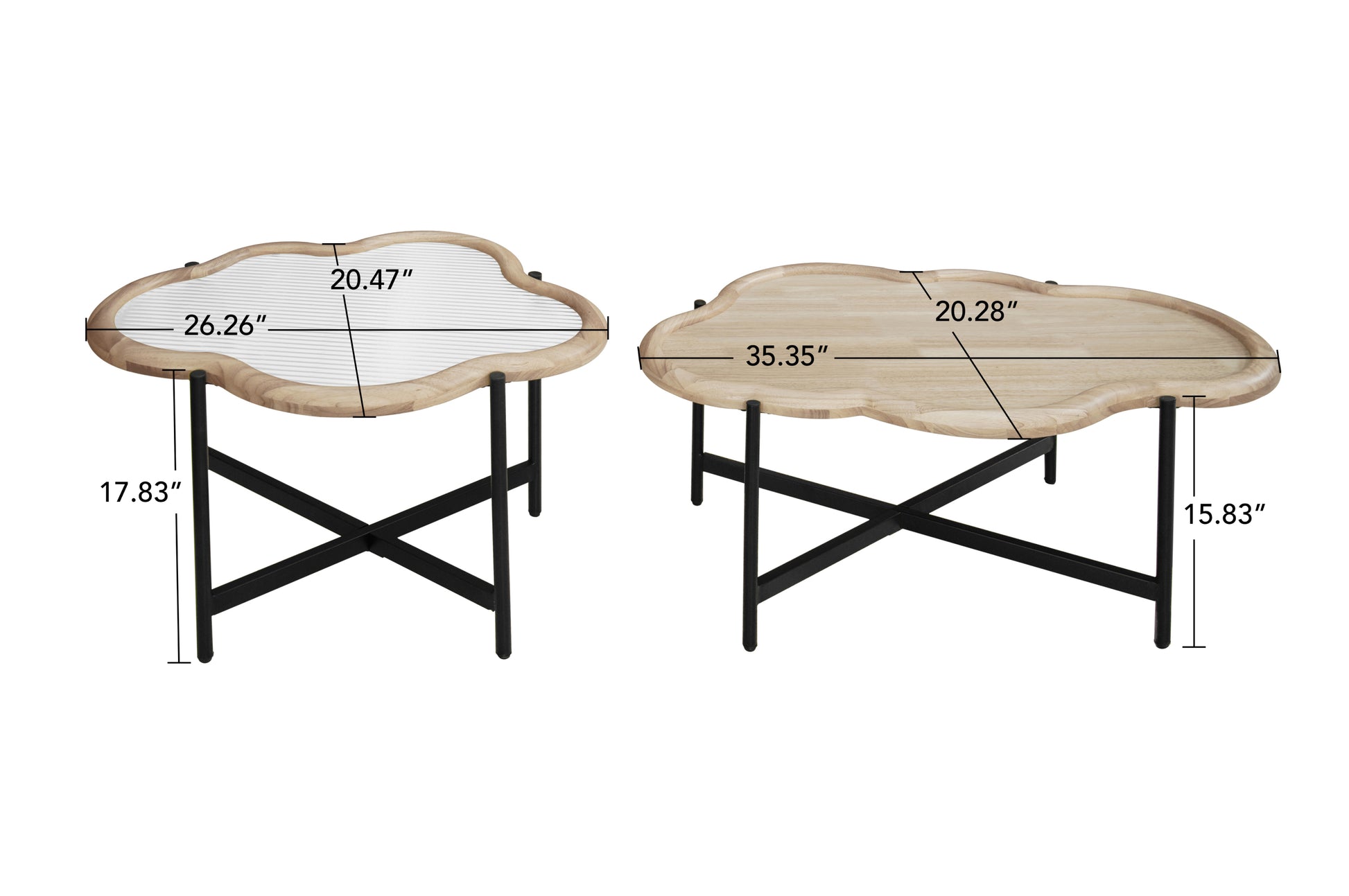 Winslet Cloud Coffee Table Set, Natural & Black