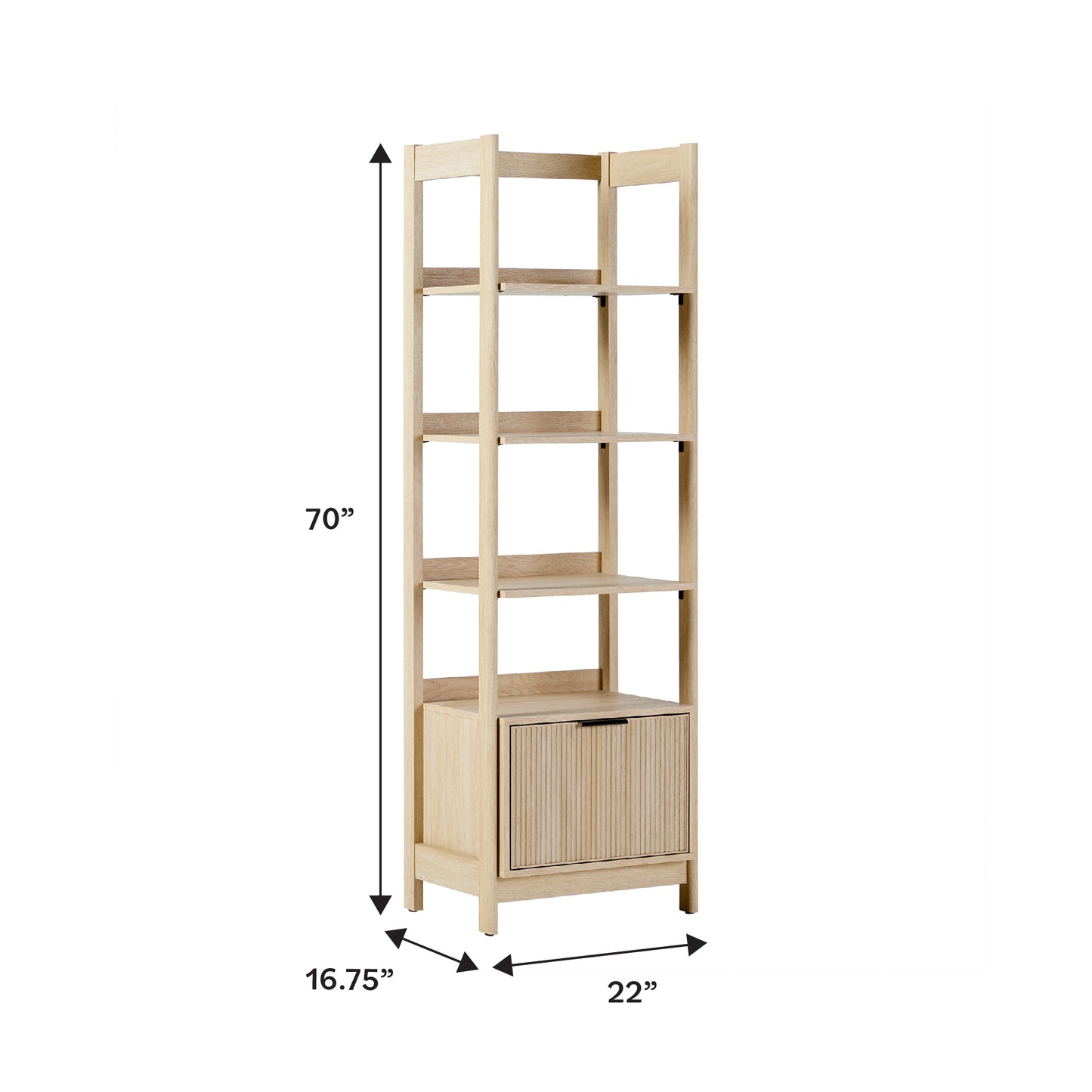 Transitional Narrow Bookshelf with Drawer on Bottom - Oak