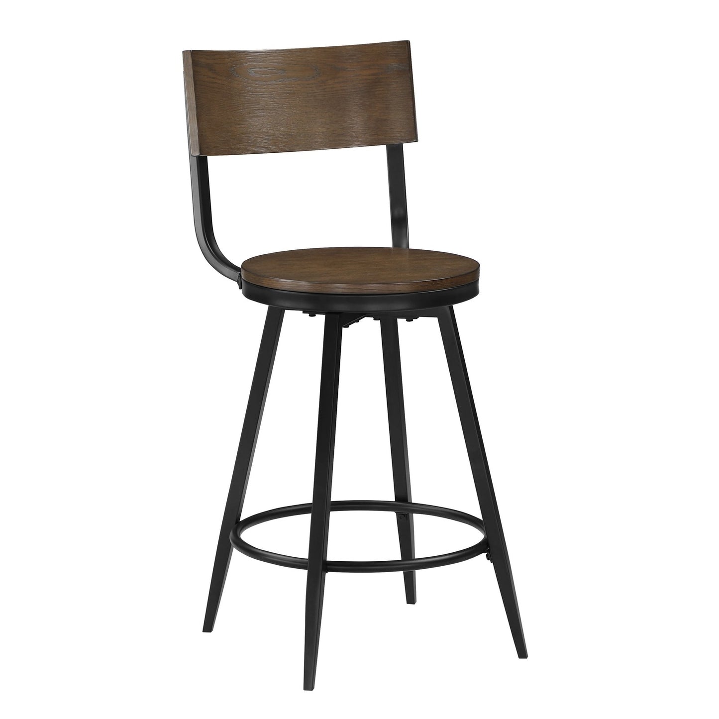 Devon Brown Wood and Metal Swivel Stool