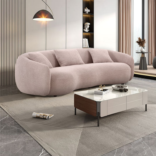 Stark 93" Boucle Upholstered Mid-Century Modern Sofa, Pink