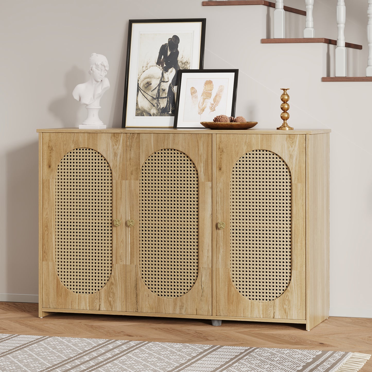 Blyth 3-Door Sideboard with Rattan Doors, Natural