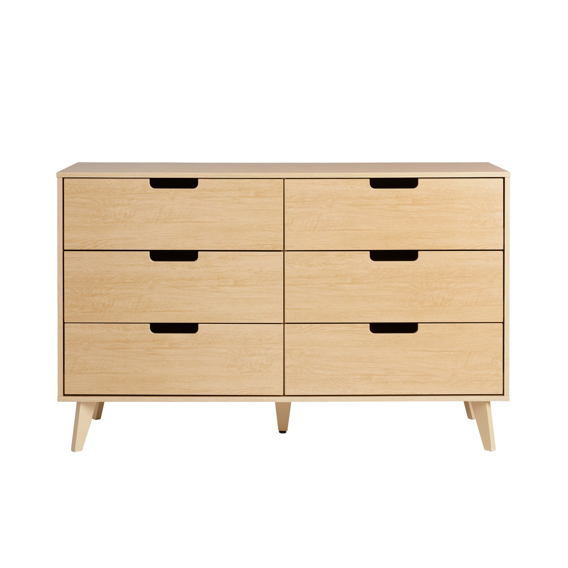 Agnes Mid-Century Hans 6-Drawer Dresser with Cut-Out Handles, Riviera