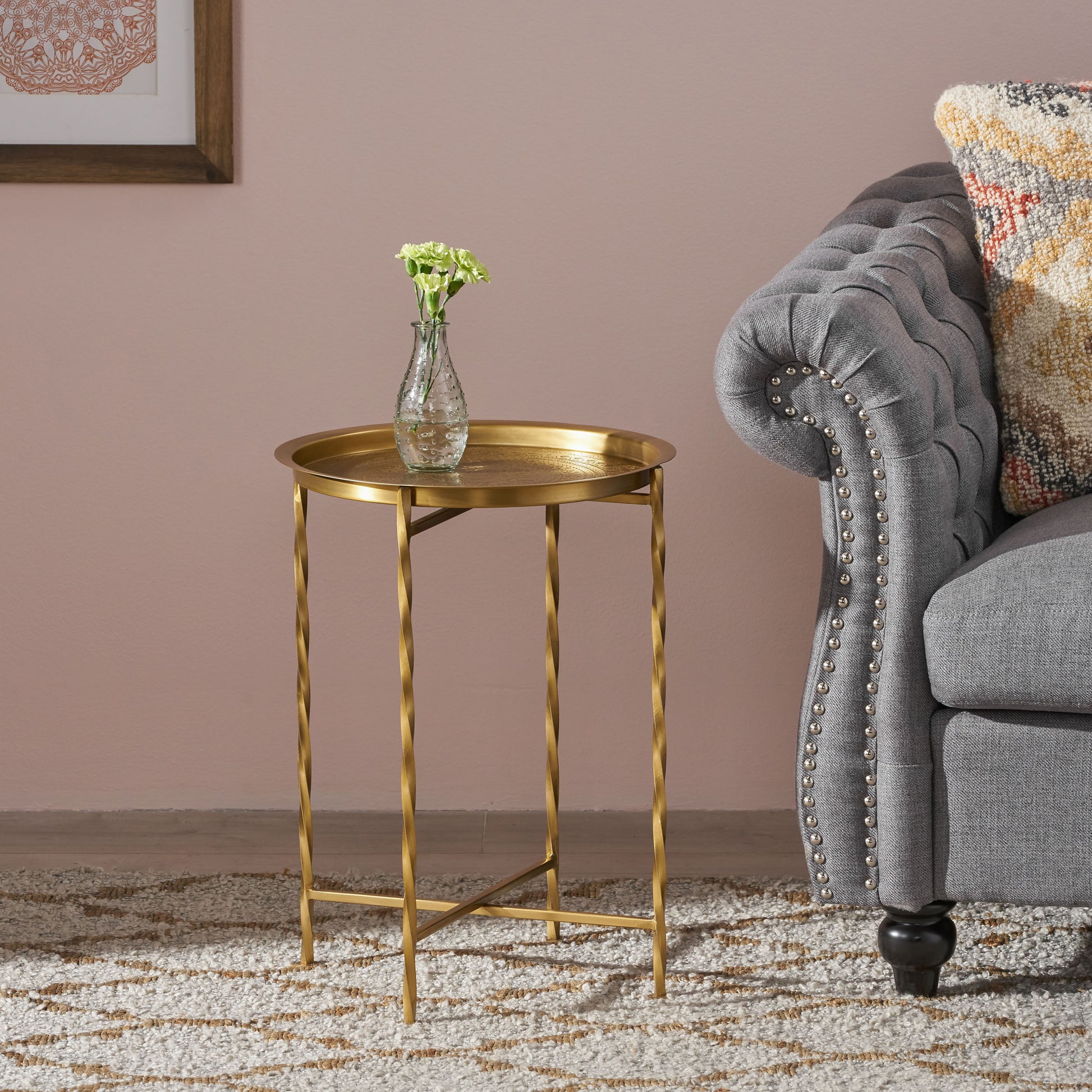 Adelina Iron Side Table, Gold