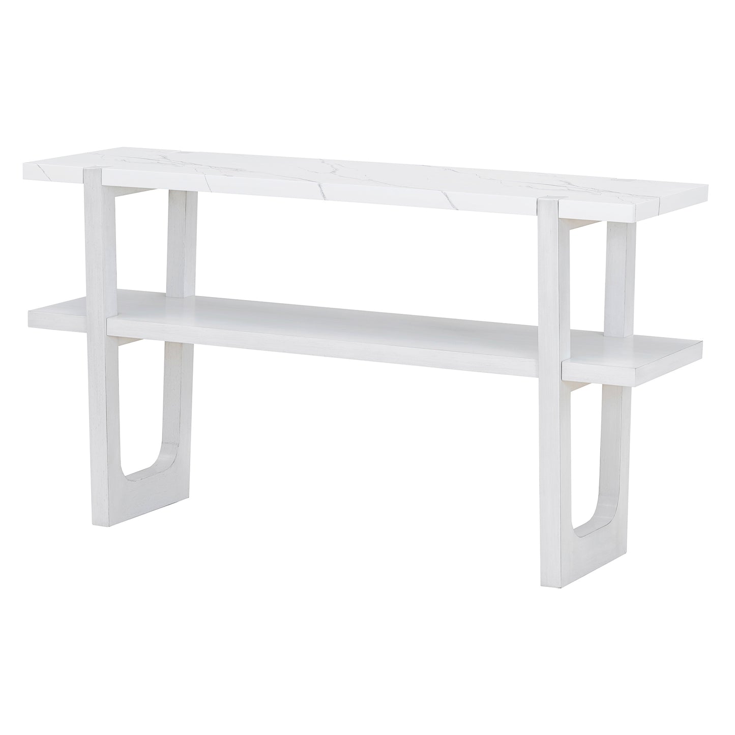 Idalia Elegant Console Table with Faux Marble Top, White