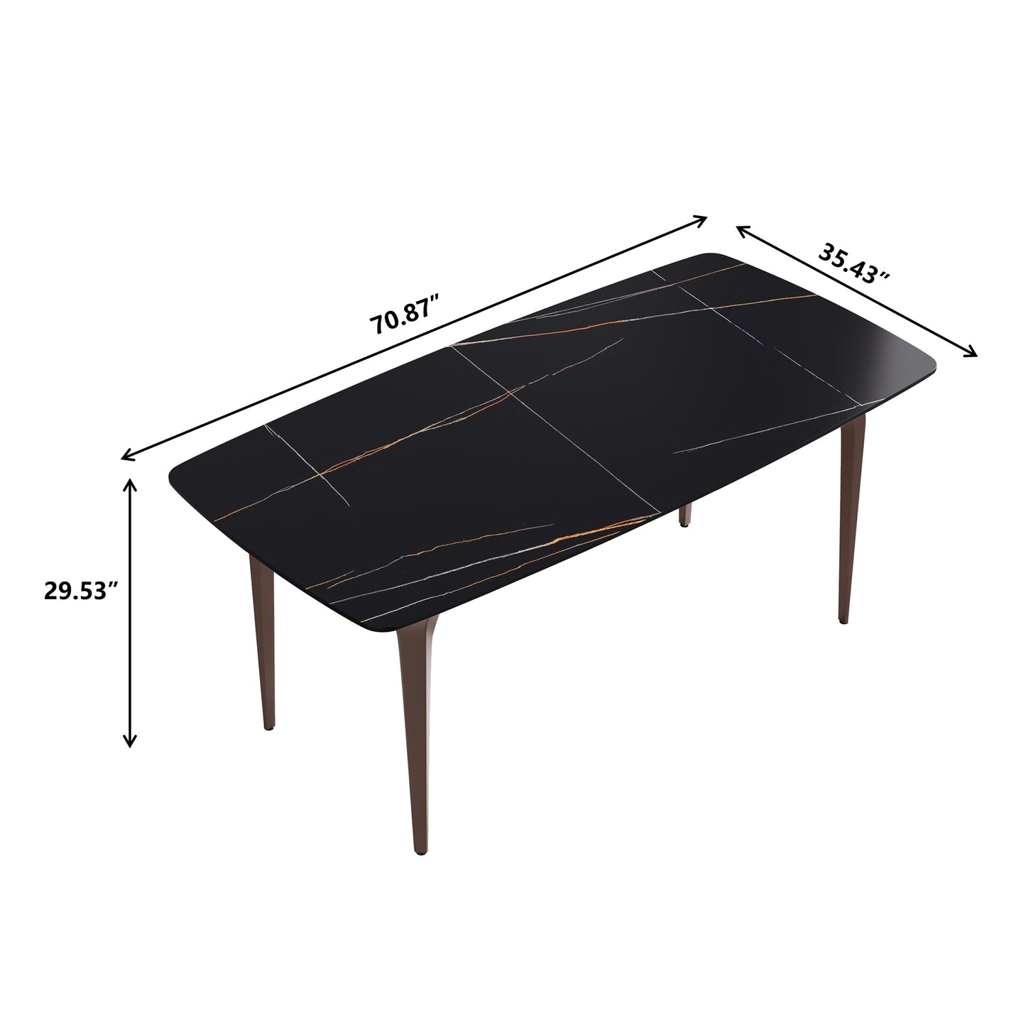 Trinita Modern Sintered Stone Dining Table, Black