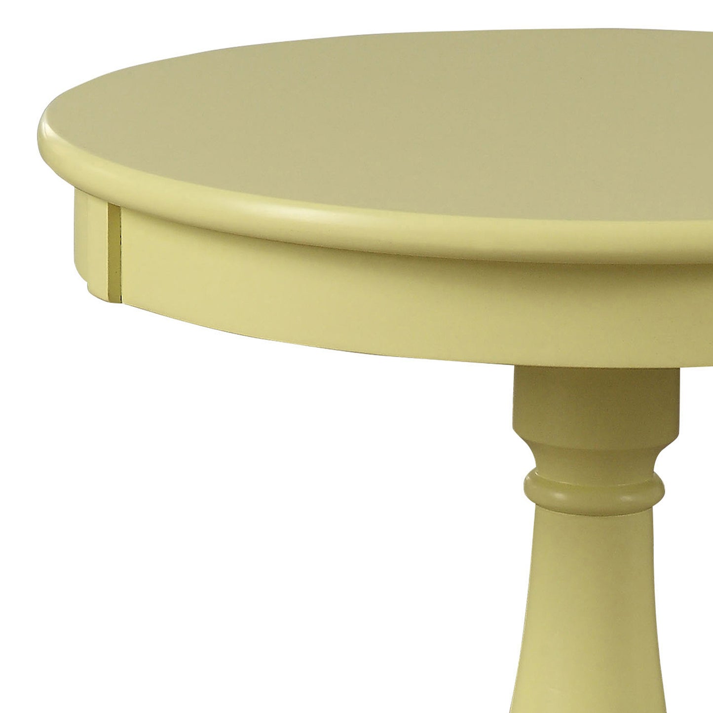 Light Yellow Side Table with Turned Pedestal