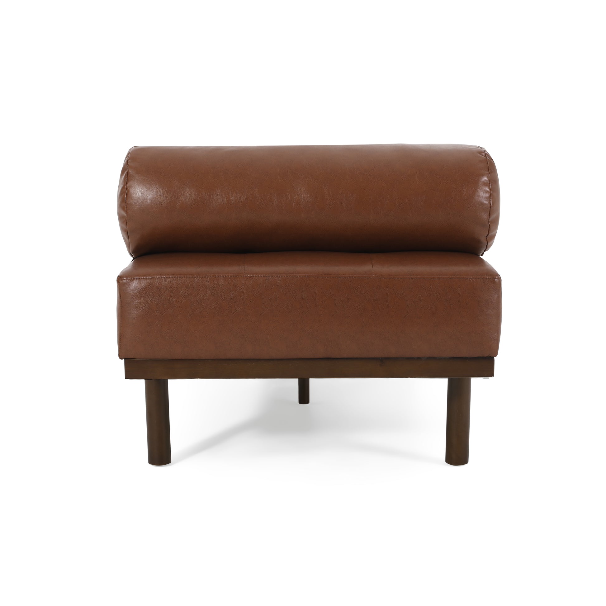 Sylvia Mid-Century Modern PU Leather Chaise Lounge, Brown