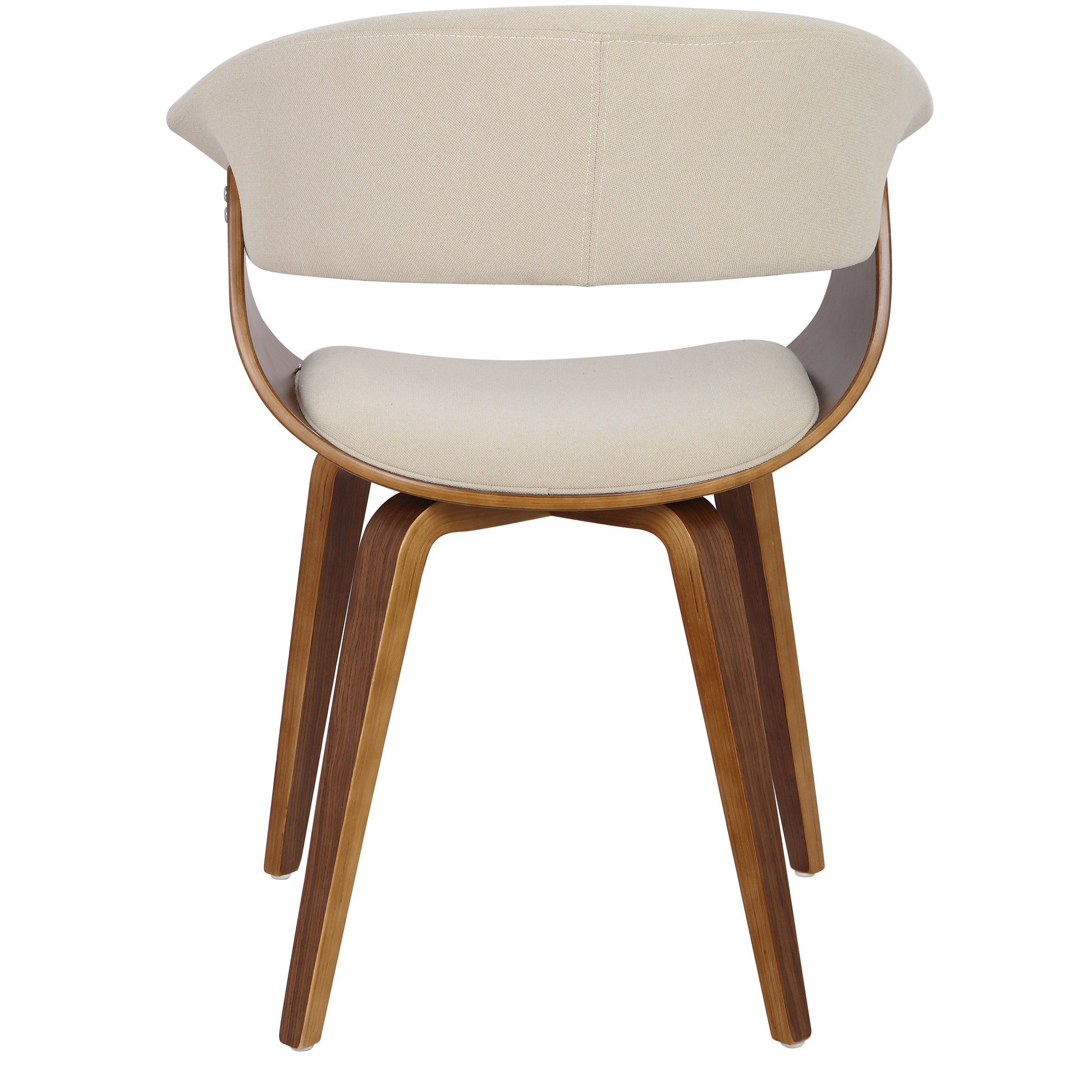 Weston Mid-Century Modern Side Chairs with Walnut Frame Set of 2 , Cream